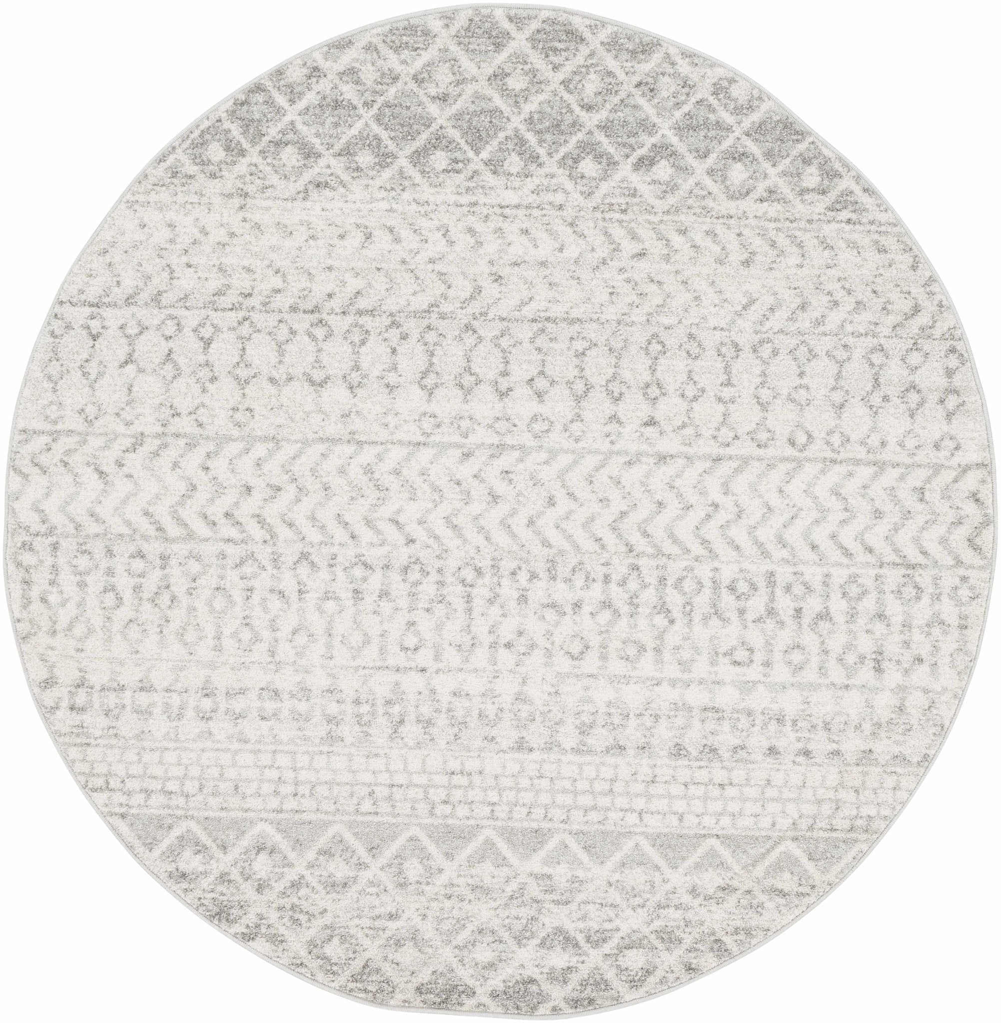 Beige and Gray Tribal Look Traditional Geometrical Design Multi Size Machine Woven Rug - Image 14