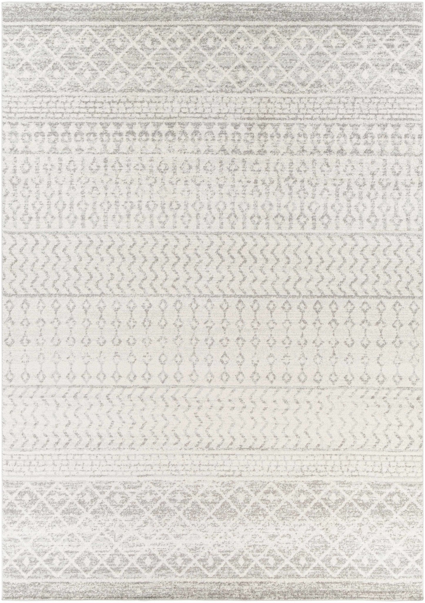 Beige and Gray Tribal Look Traditional Geometrical Design Multi Size Machine Woven Rug - Image 17