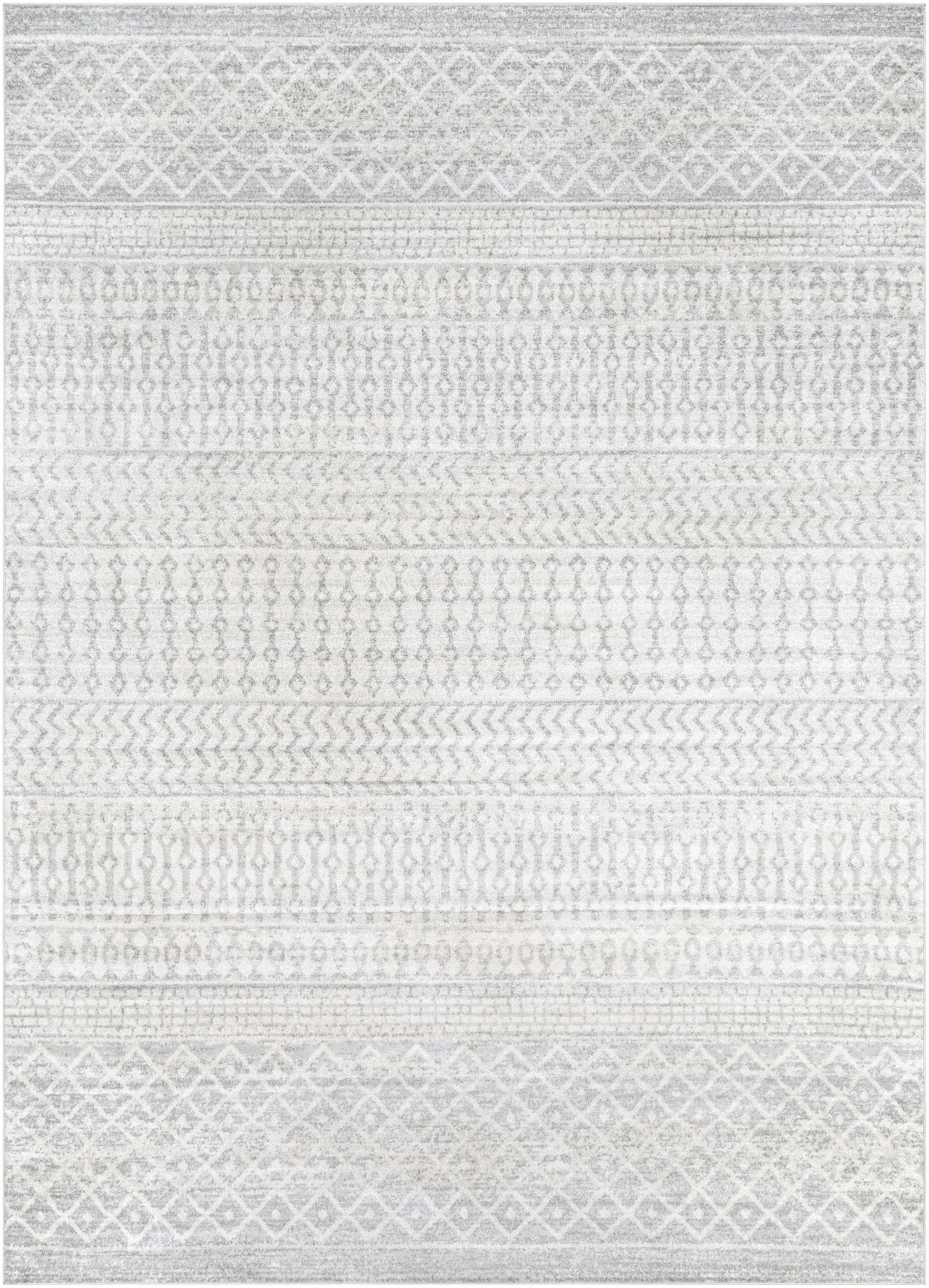 Beige and Gray Tribal Look Traditional Geometrical Design Multi Size Machine Woven Rug - Image 18