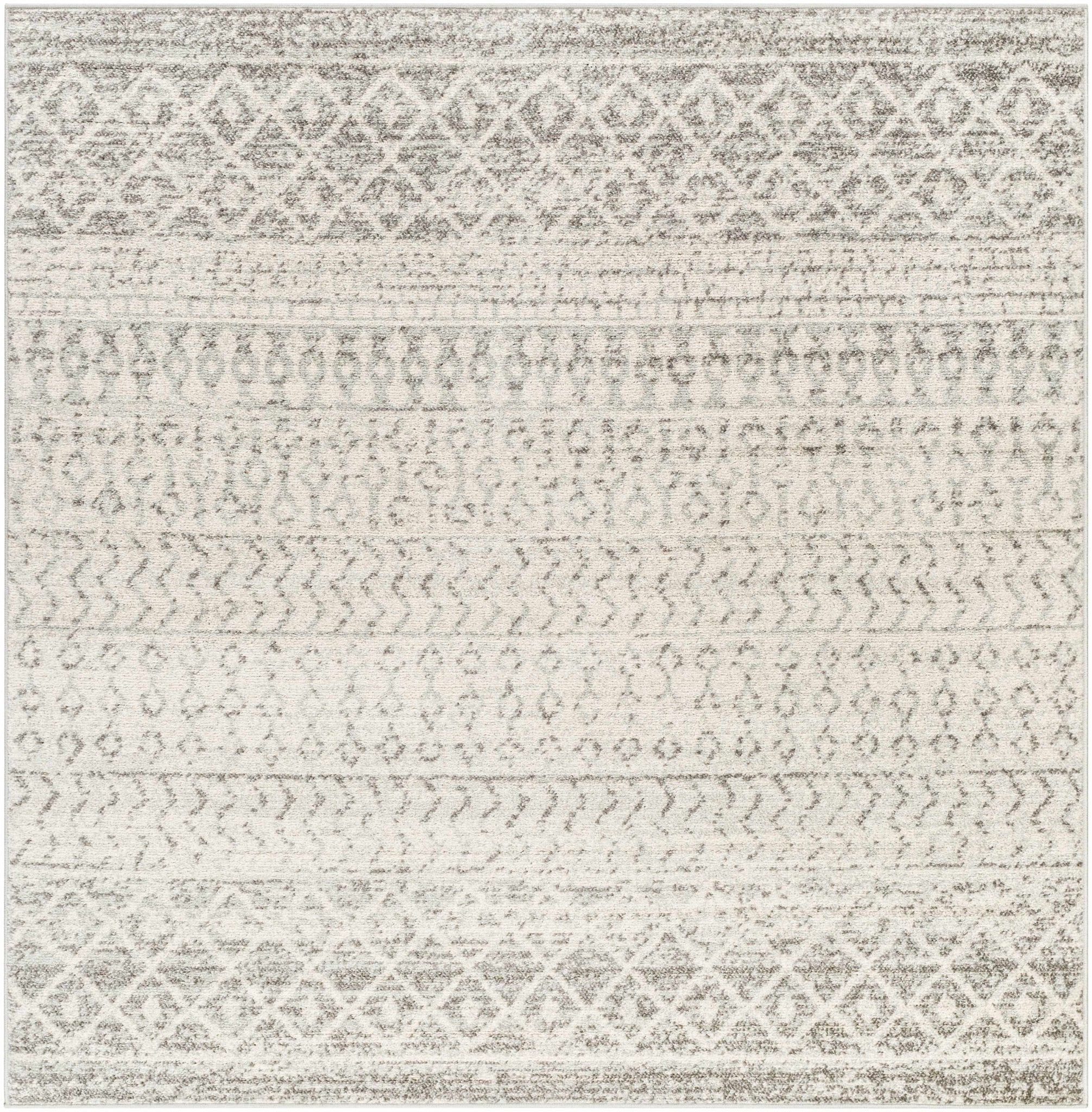Beige and Gray Tribal Look Traditional Geometrical Design Multi Size Machine Woven Rug - Image 24