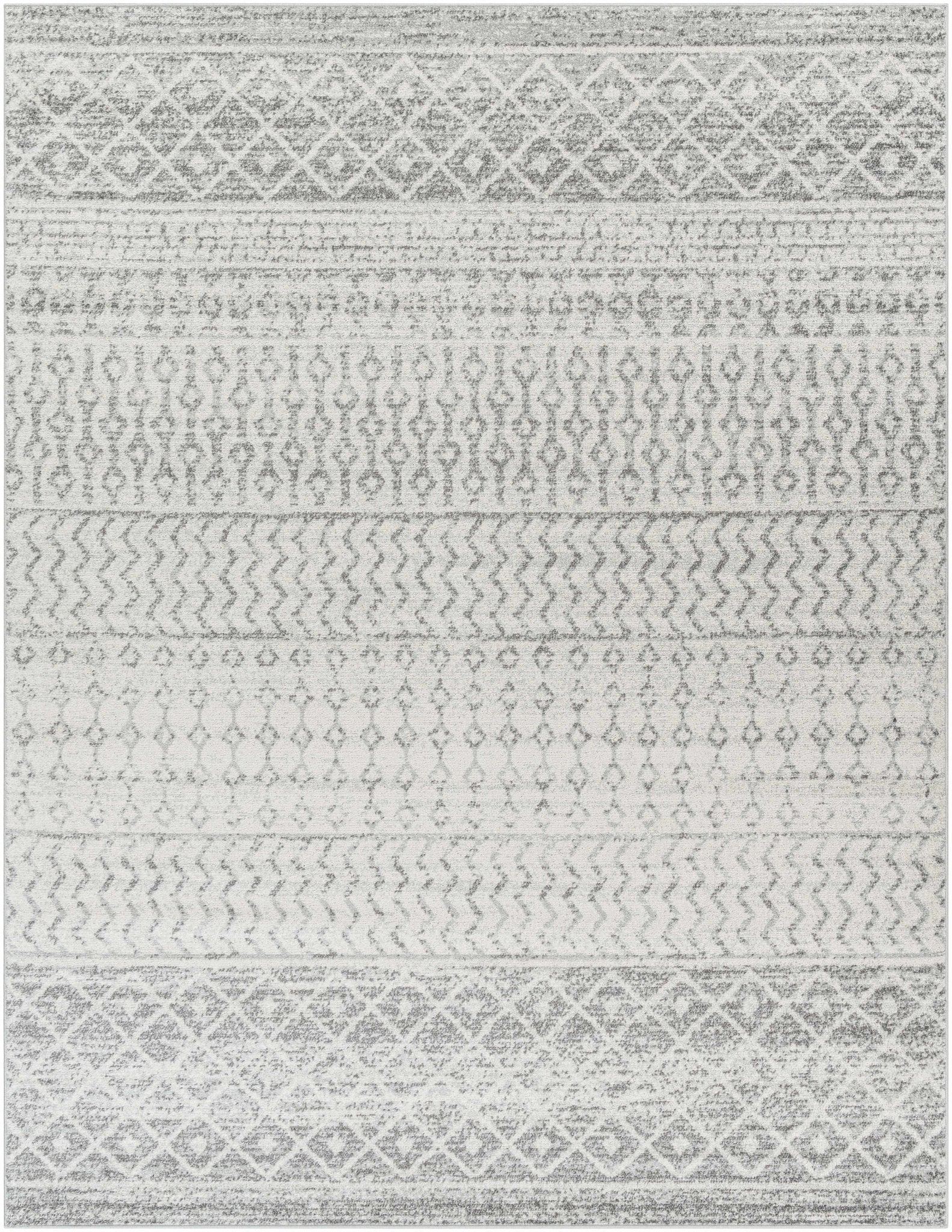 Beige and Gray Tribal Look Traditional Geometrical Design Multi Size Machine Woven Rug - Image 26