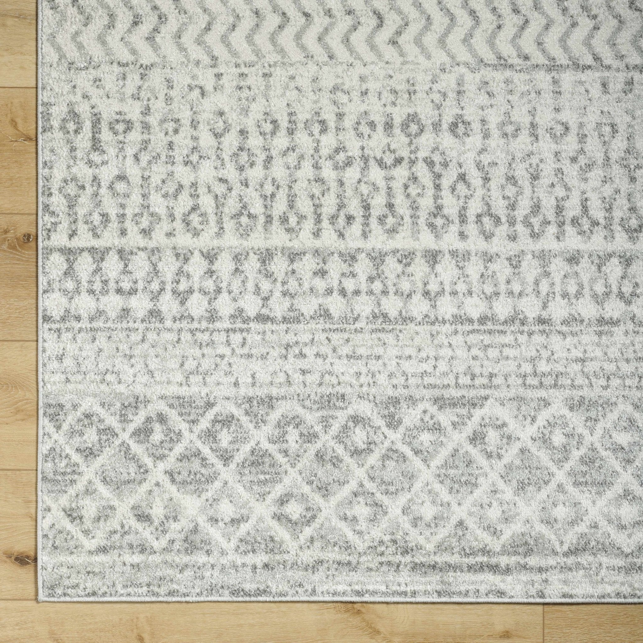 Beige and Gray Tribal Look Traditional Geometrical Design Multi Size Machine Woven Rug - Image 28