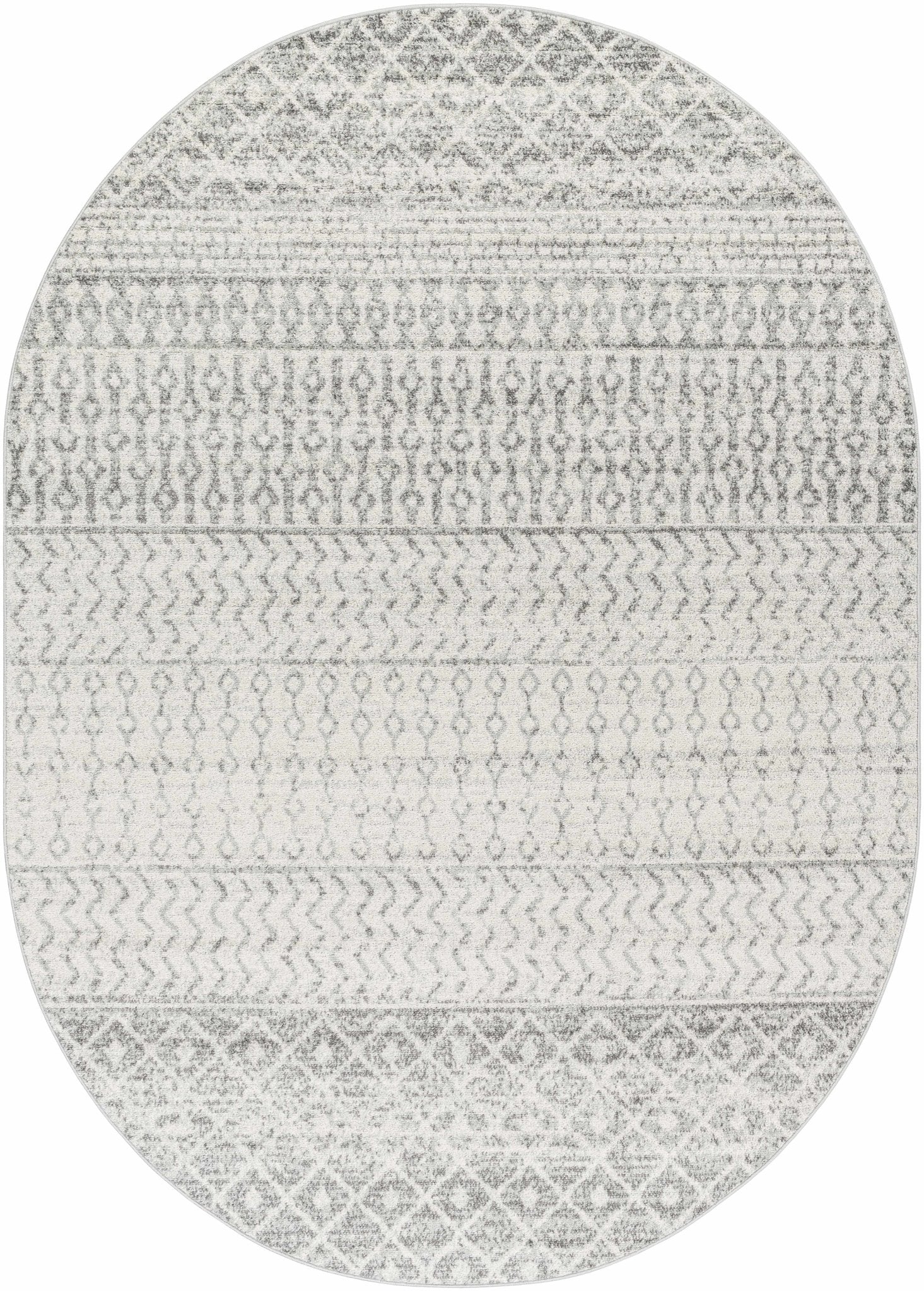 Beige and Gray Tribal Look Traditional Geometrical Design Multi Size Machine Woven Rug - Image 29