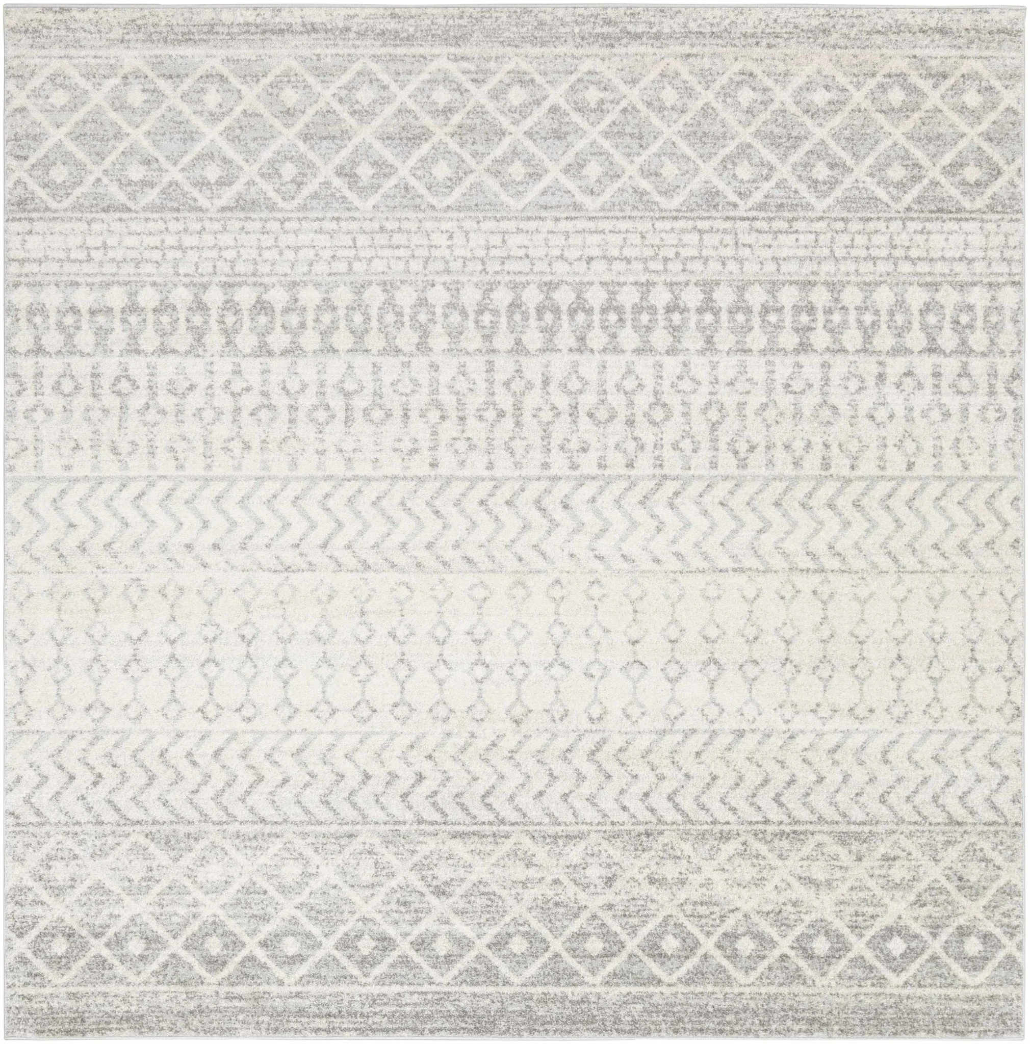 Beige and Gray Tribal Look Traditional Geometrical Design Multi Size Machine Woven Rug - Image 5