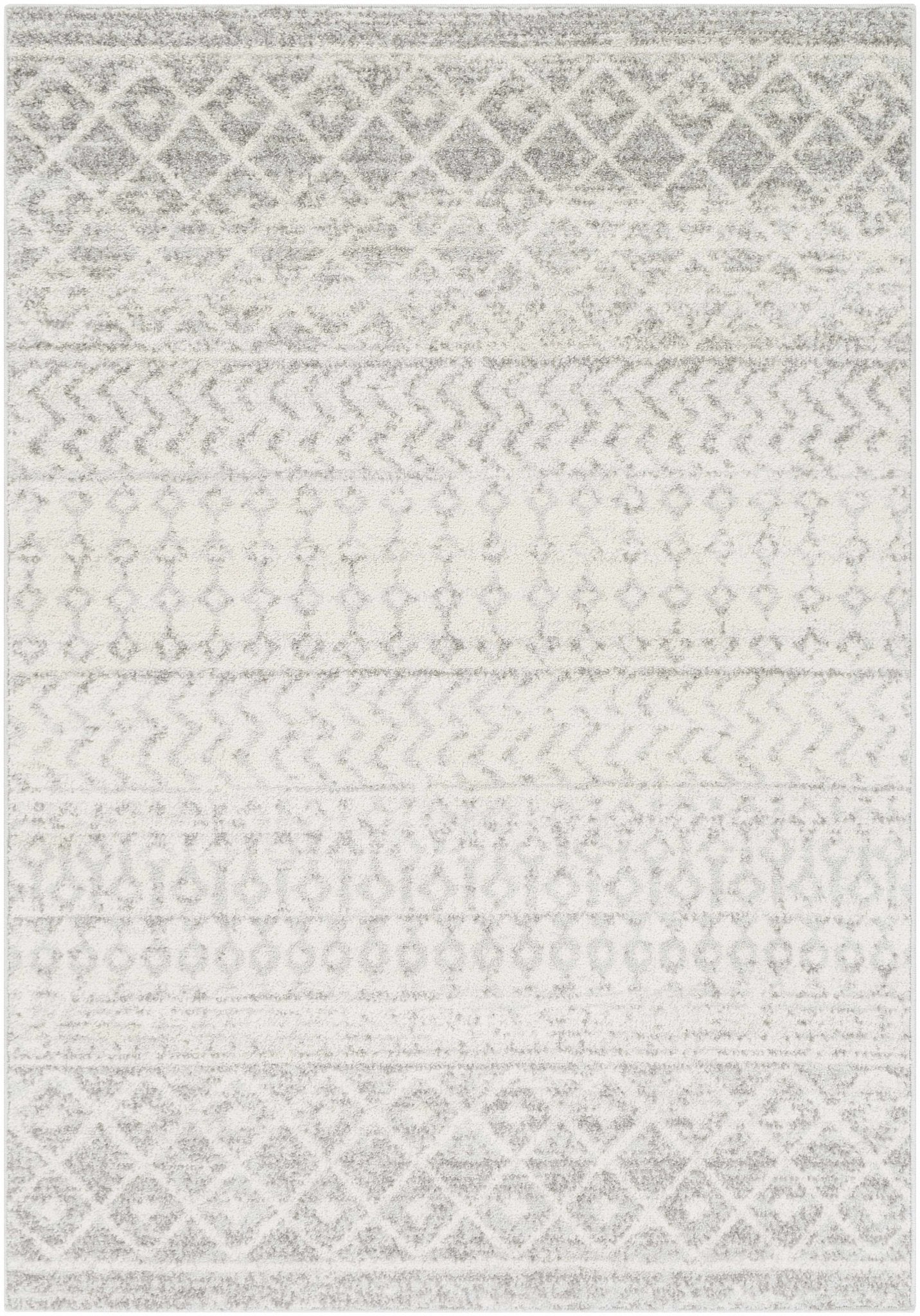 Beige and Gray Tribal Look Traditional Geometrical Design Multi Size Machine Woven Rug - Image 6