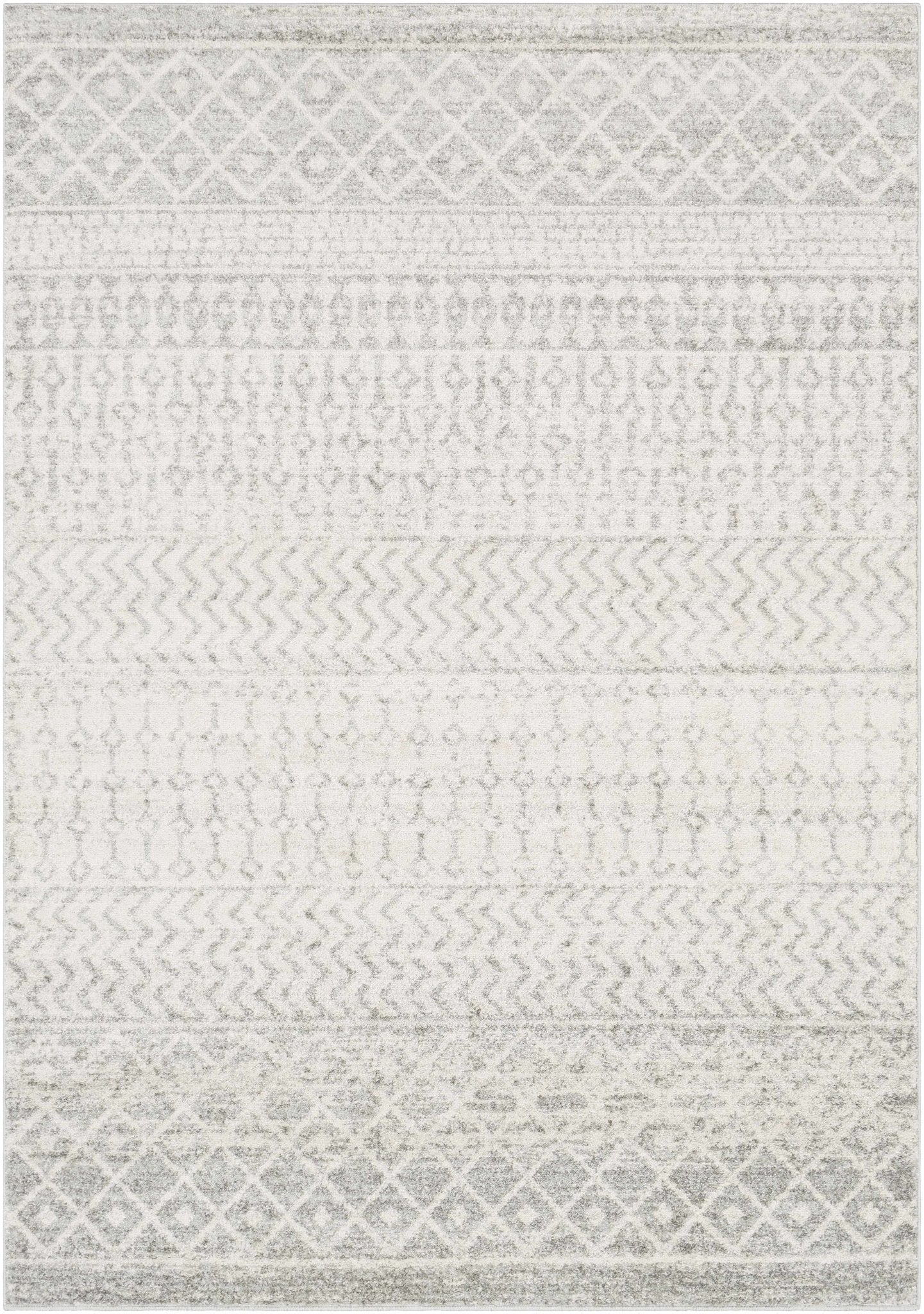 Beige and Gray Tribal Look Traditional Geometrical Design Multi Size Machine Woven Rug - Image 9