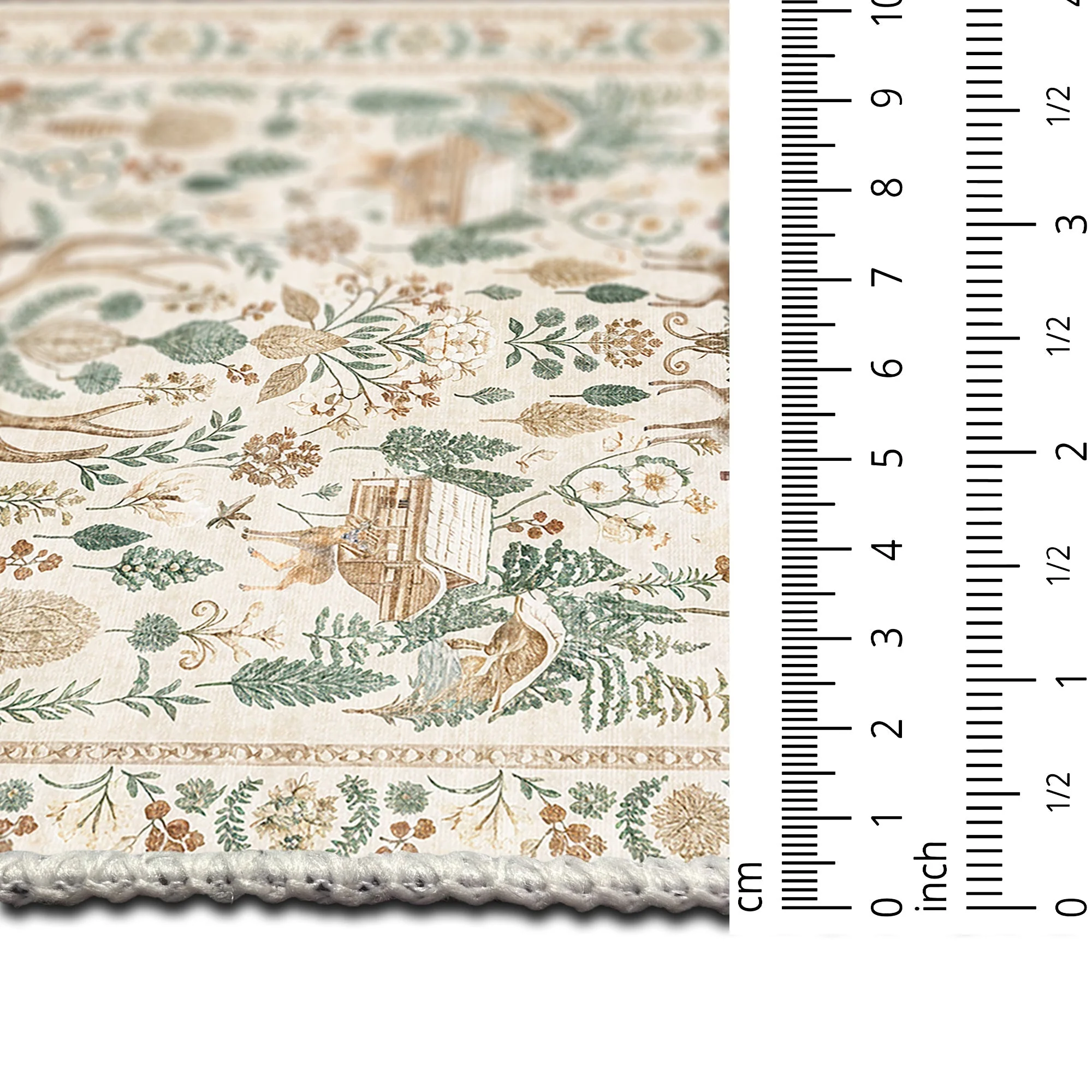 Tree of Life Beige And Green Machine Washable Cotton Area Rug - Image 8