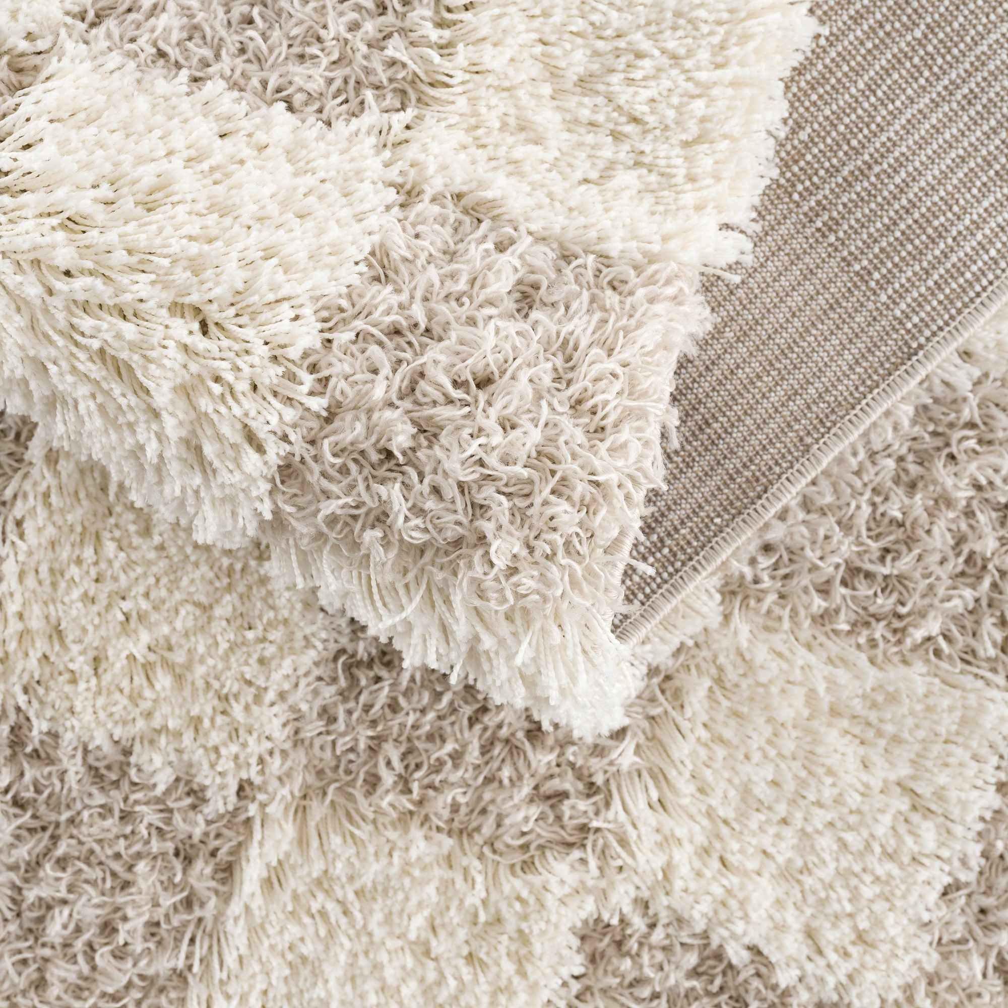 Beige and Ivory Modern Geometrical Checkered Plush Pile Moroccan Style Area Rug - Image 19