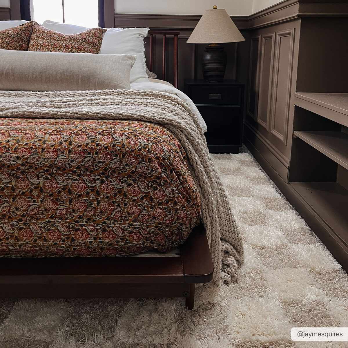 Beige and Ivory Modern Geometrical Checkered Plush Pile Moroccan Style Area Rug - Image 8