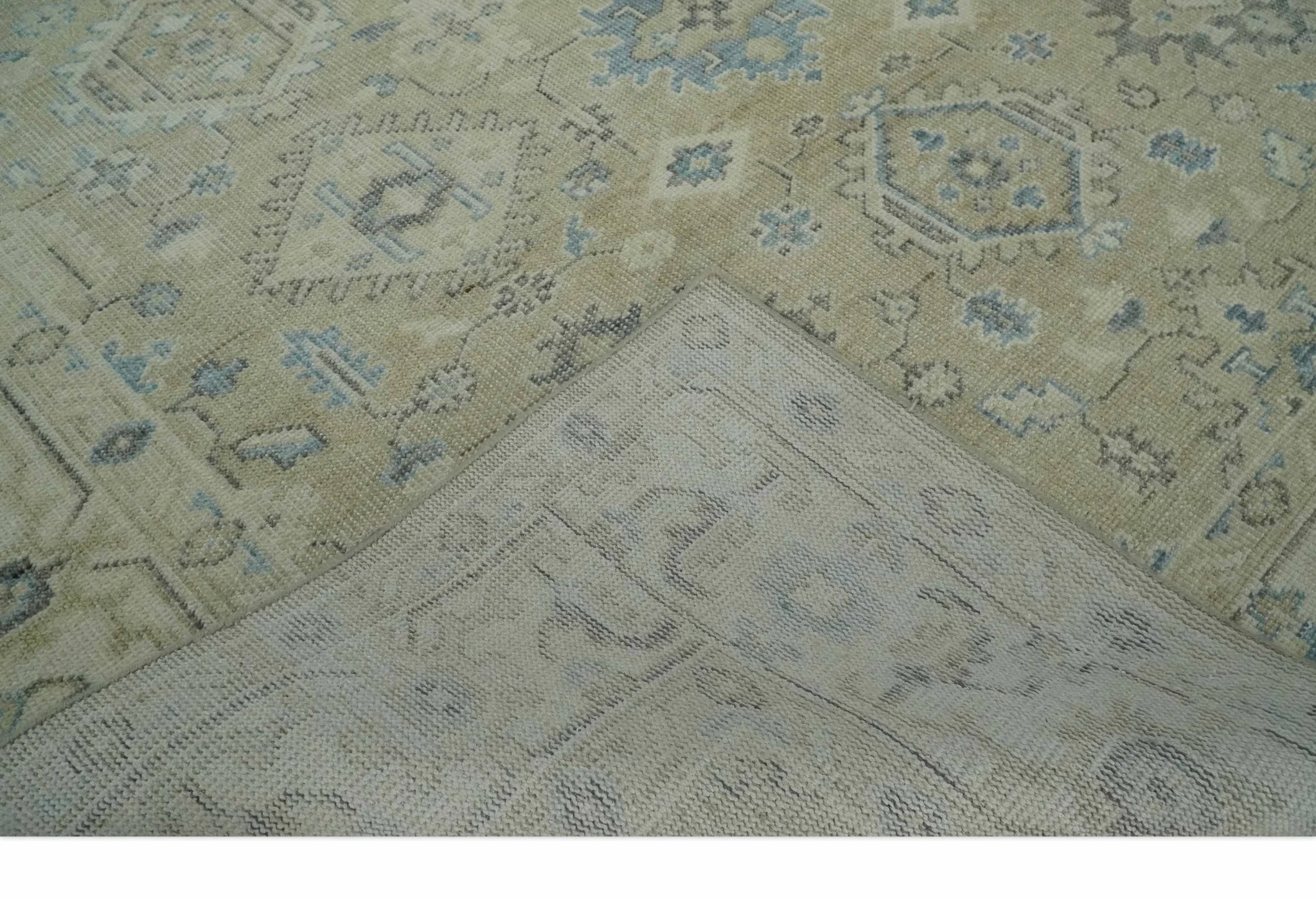 Custom Made Beige and Ivory Hand knotted Traditional Oushak wool Area Rug - Image 8