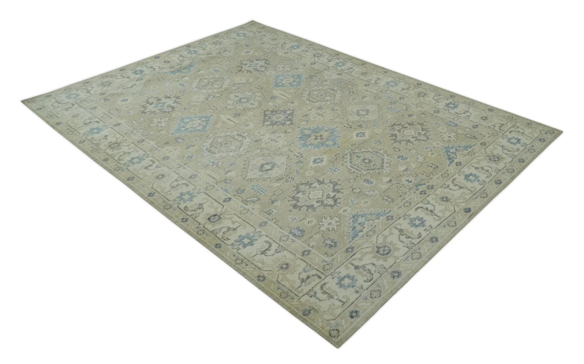 Custom Made Beige and Ivory Hand knotted Traditional Oushak wool Area Rug - Image 9