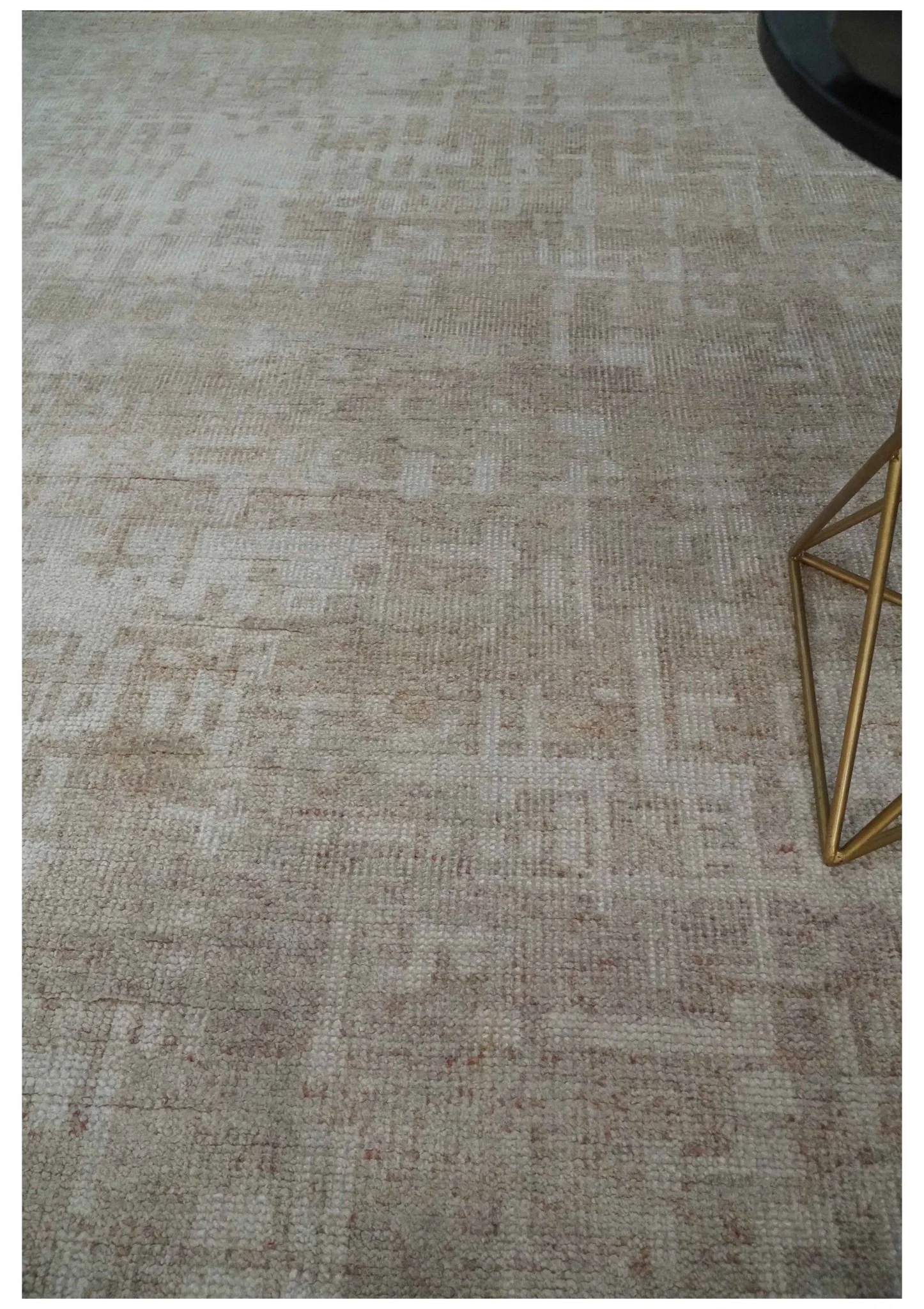 6x9 Hand Knotted Beige and Ivory Modern Abstract Contemporary Recycled wool Area Rug - Image 2