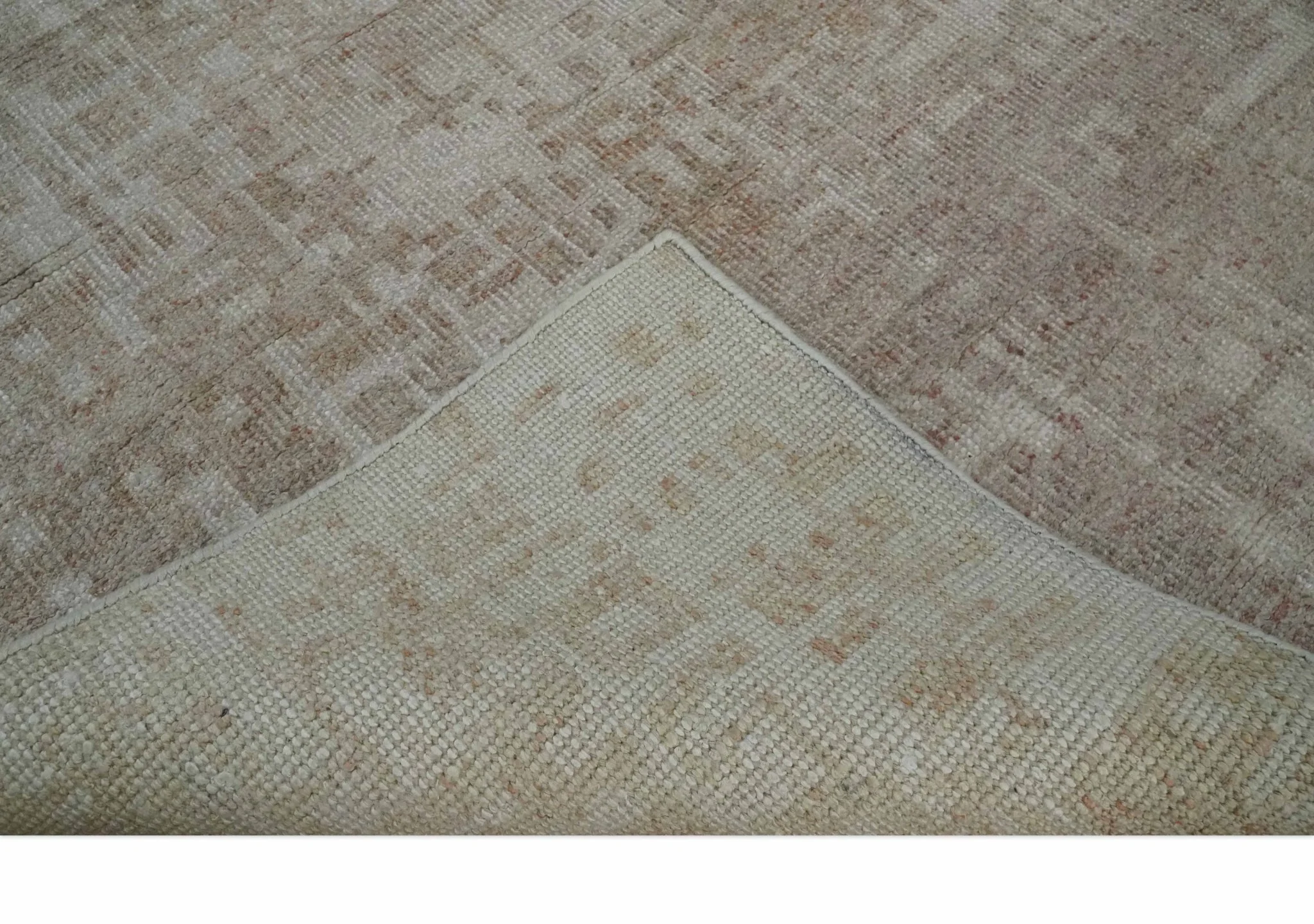 6x9 Hand Knotted Beige and Ivory Modern Abstract Contemporary Recycled wool Area Rug - Image 7