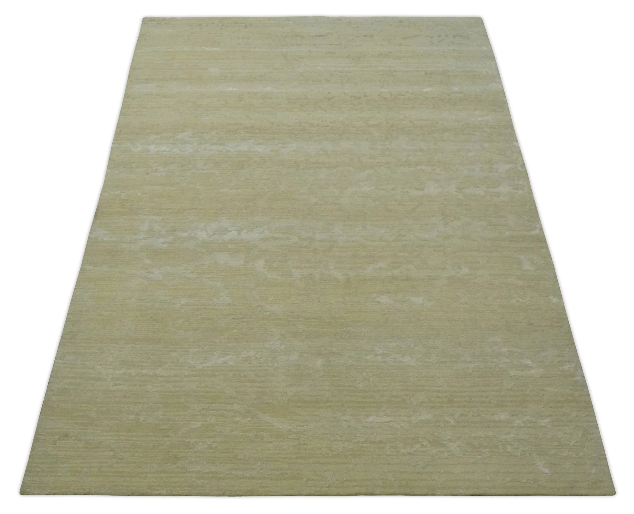 Beige and Ivory Modern Abstract Hand loom 5x8 wool And Art Silk Area Rug - Image 10