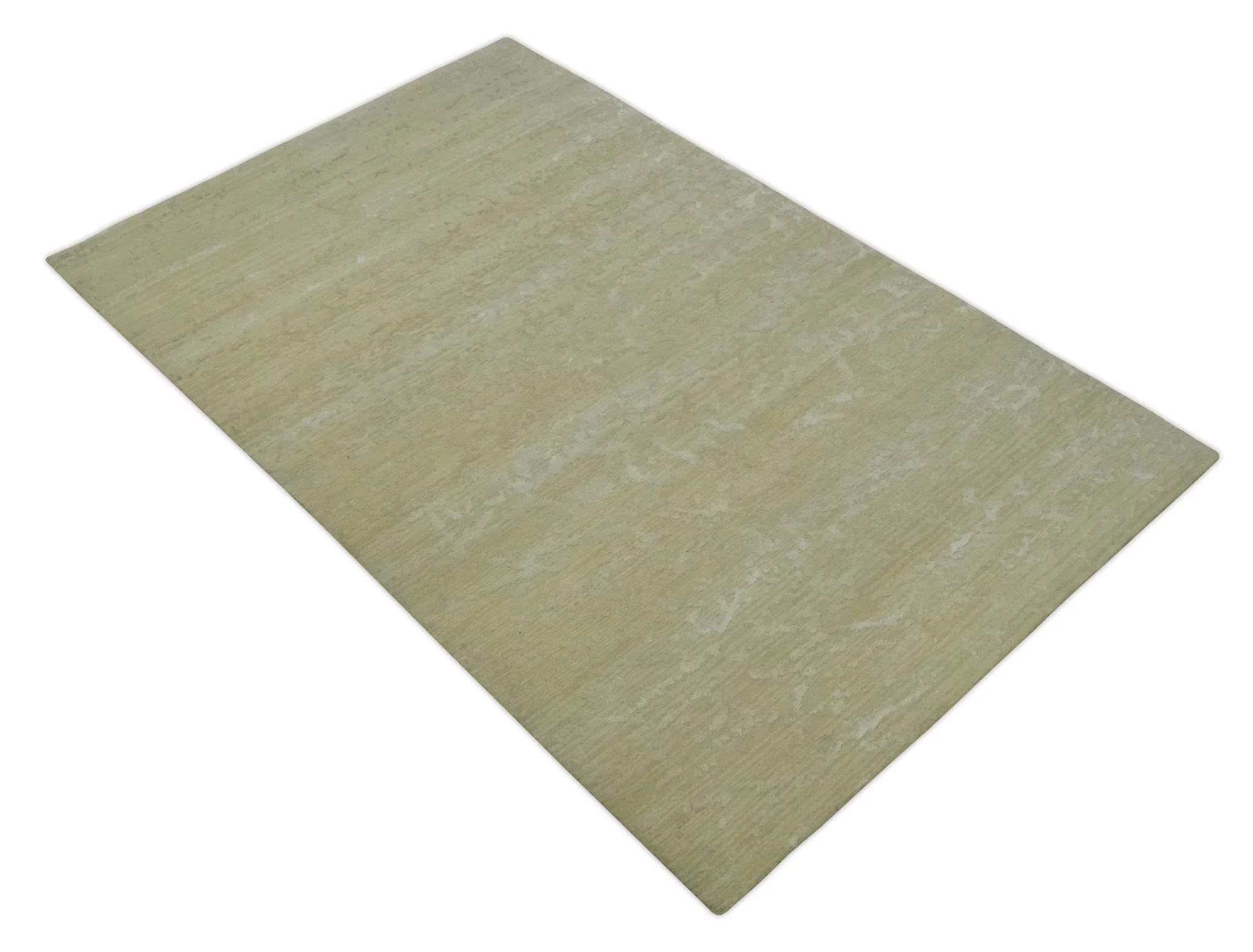 Beige and Ivory Modern Abstract Hand loom 5x8 wool And Art Silk Area Rug - Image 11