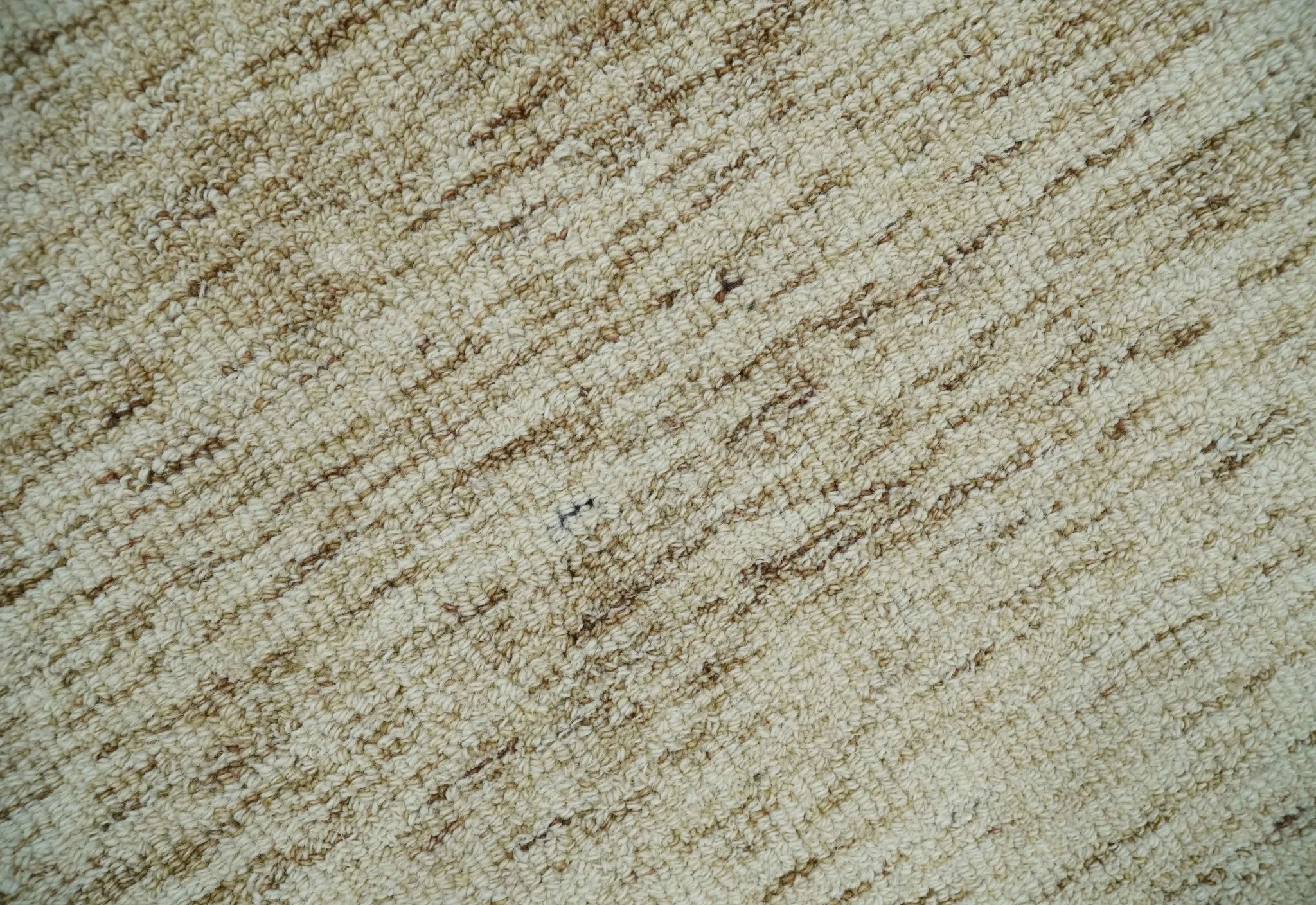 Beige and Ivory Shaded Solid Wool Hand Woven Multi Size Rug - Image 2