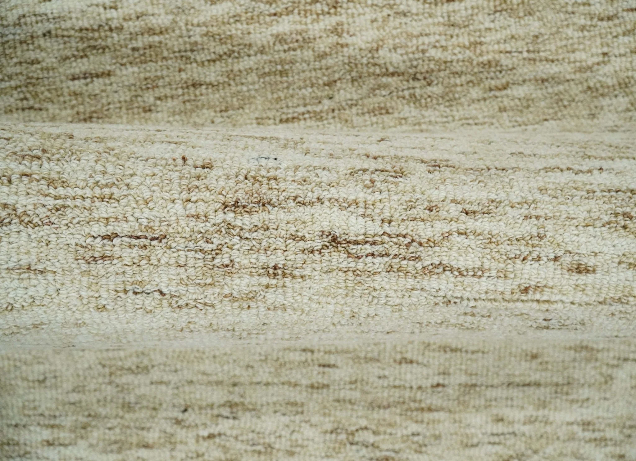Beige and Ivory Shaded Solid Wool Hand Woven Multi Size Rug - Image 6