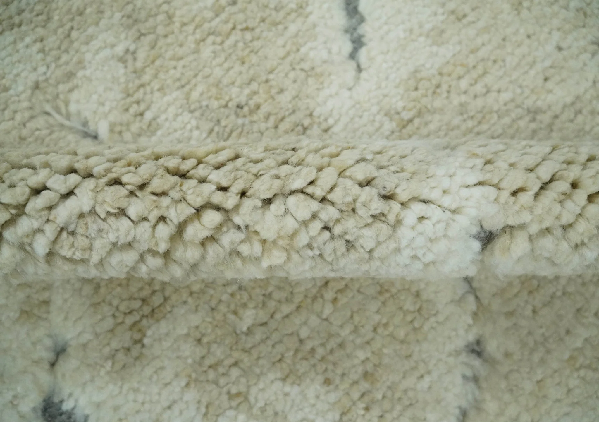 Beige and Ivory Traditional Hand Knotted 8x10 Geometrical Pattern Wool Area Rug - Image 6