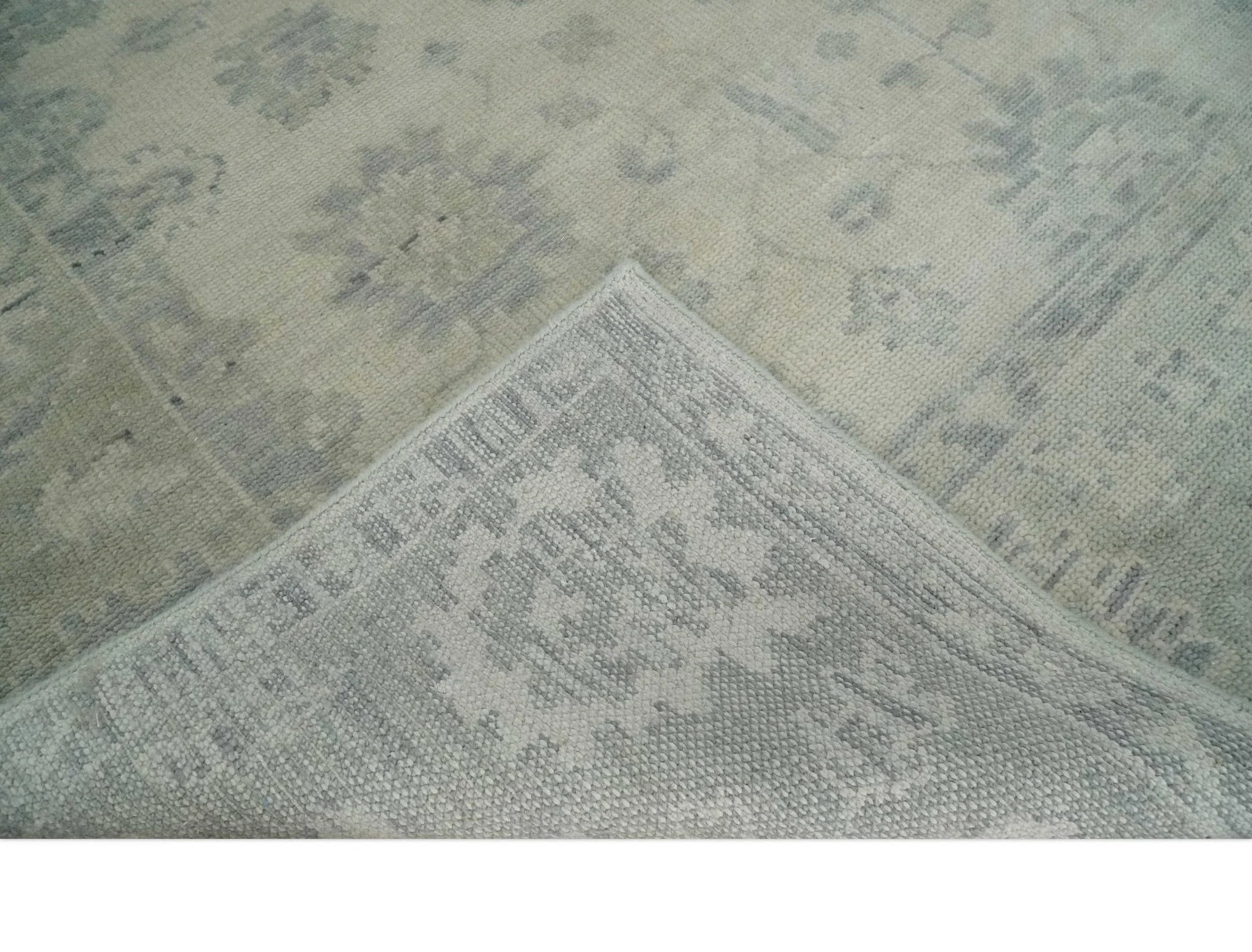 Custom Made Beige and Light Green Hand knotted Traditional Oushak Multi Size wool Area Rug - Image 6