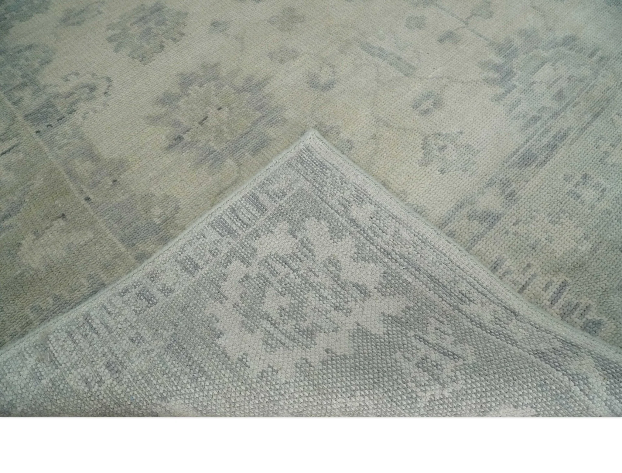 Earthy 8x10 Beige and Light Green Hand knotted Traditional Oushak wool Area Rug - Image 6