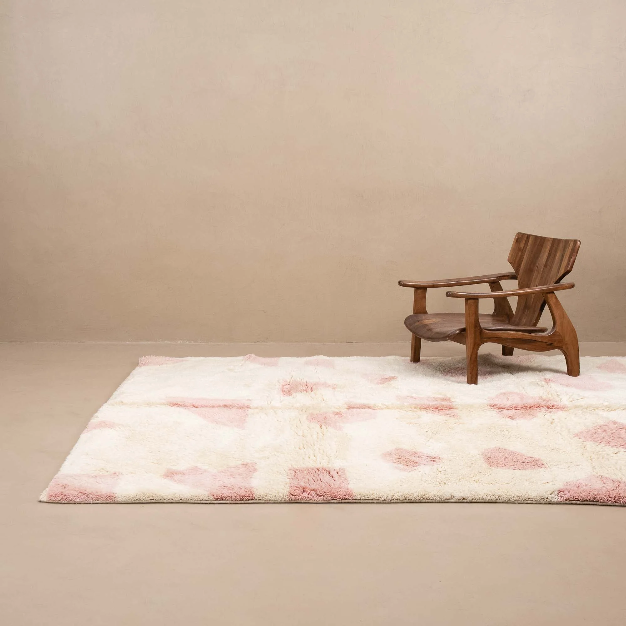 Beige And Peach Contemporary Moroccan Hand Knotted 8x10 Wool Rug - Image 2