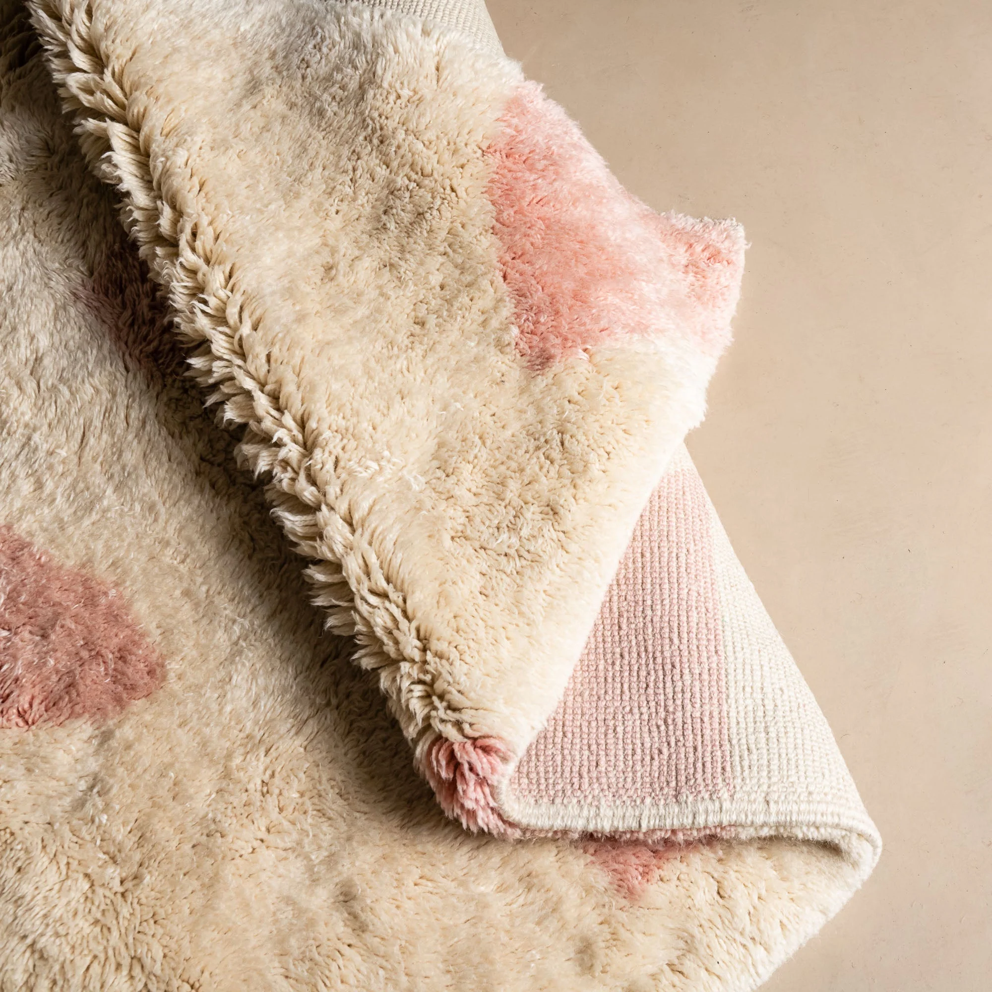 Beige And Peach Contemporary Moroccan Hand Knotted 8x10 Wool Rug - Image 4