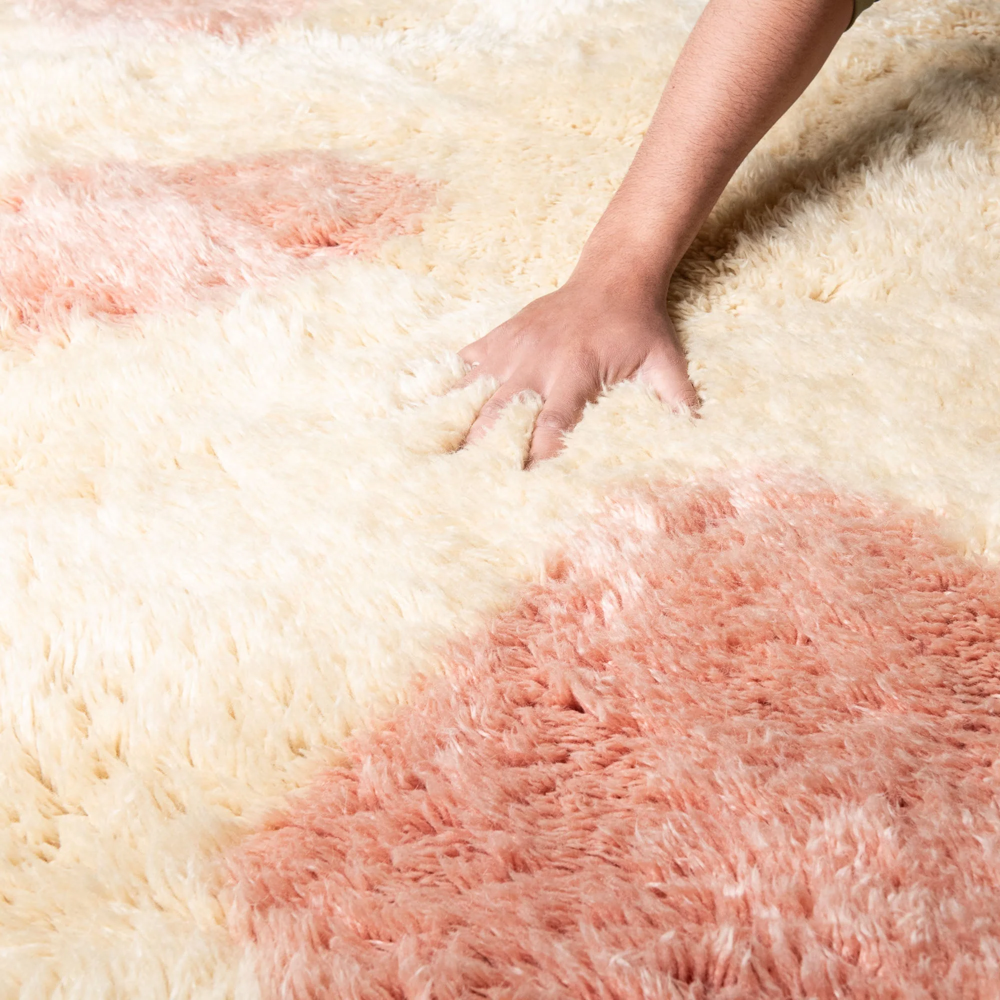 Beige And Peach Contemporary Moroccan Hand Knotted 8x10 Wool Rug - Image 7