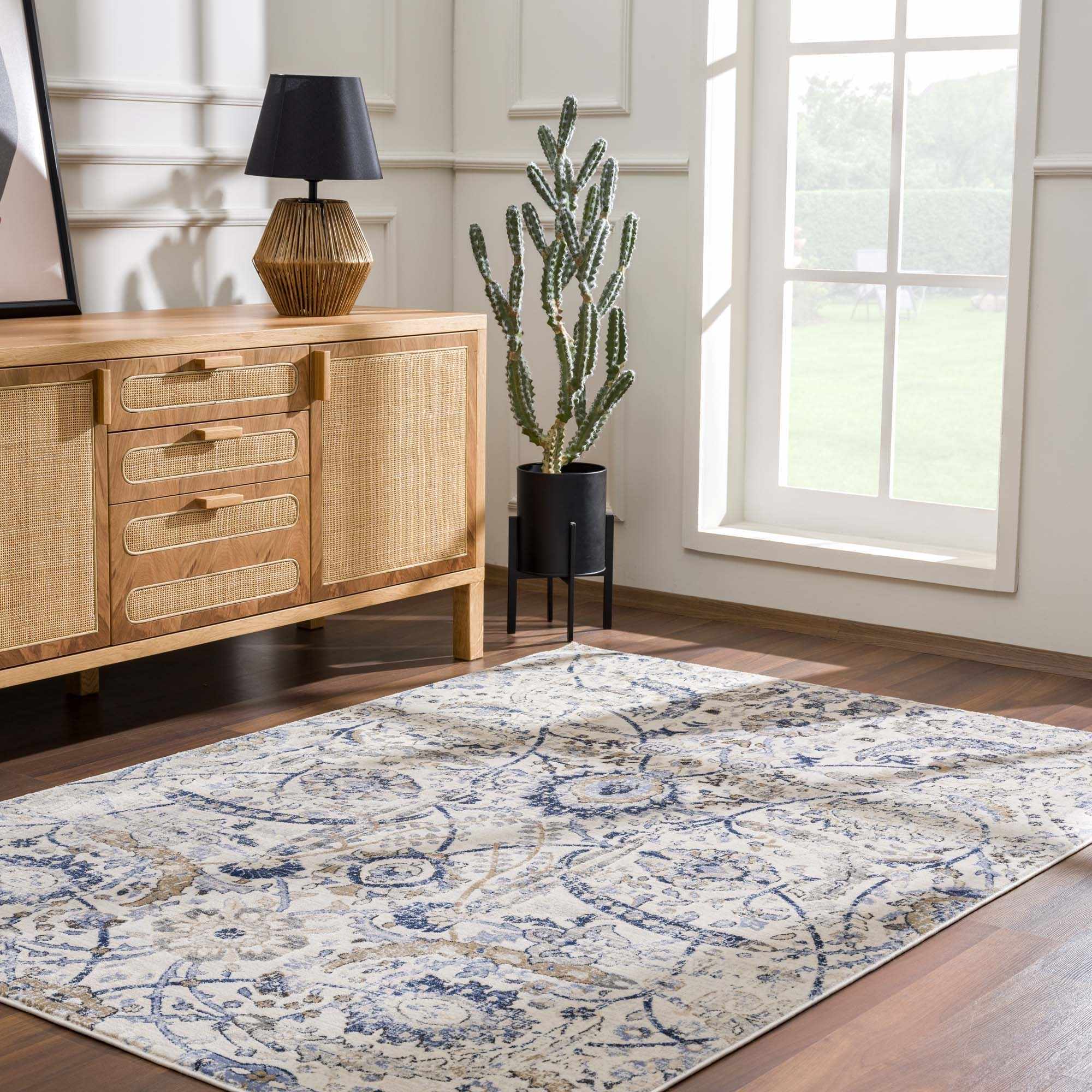Antique Style Beige and Purple Traditional Oriental Oushak rug - Image 3