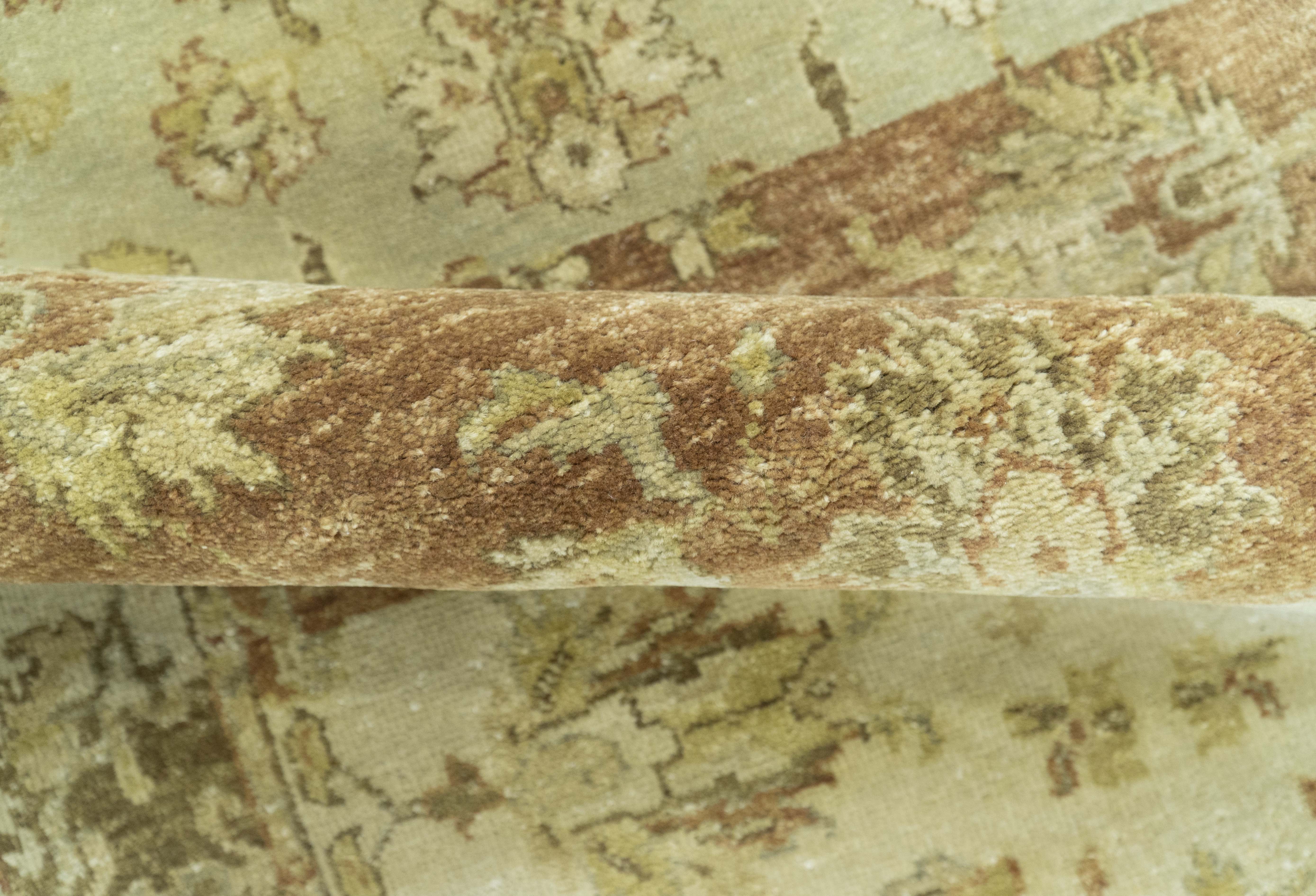 Beige And Rust Traditional Serapi Design Hand Knotted 2x5 Wool Area Rug - Image 6