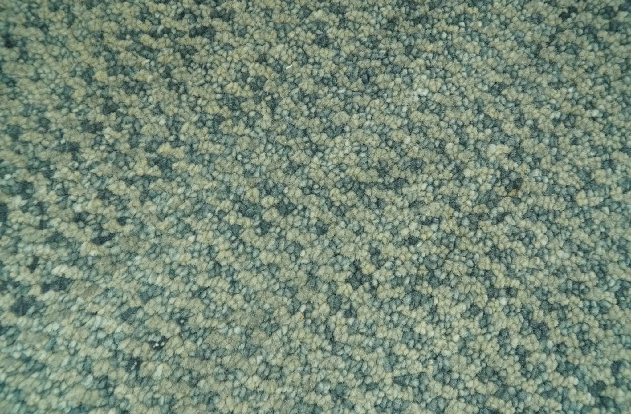 Custom Made Beige and Shades of Blue Stripes Design Contemporary wool area Rug - Image 2