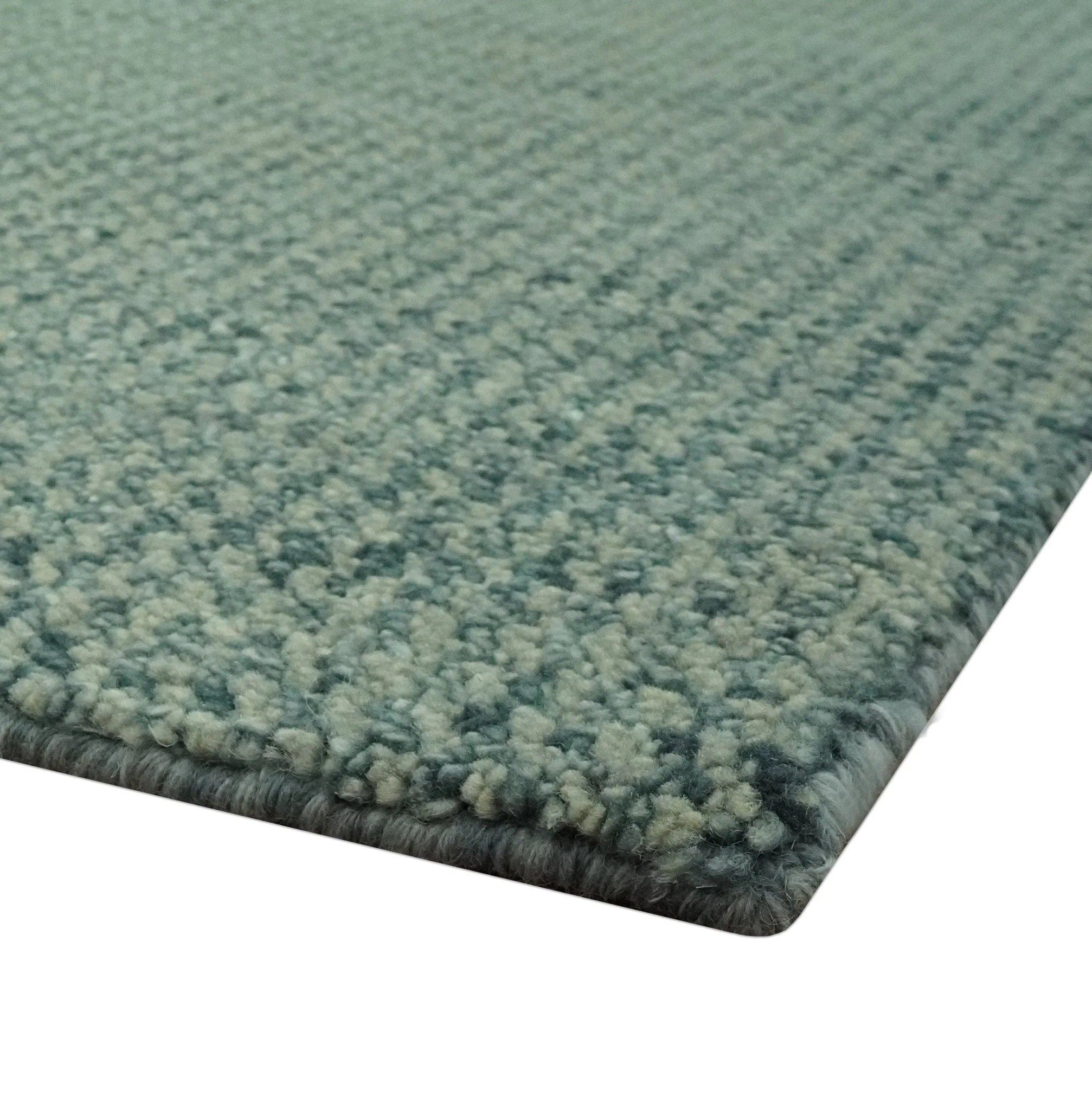 Custom Made Beige and Shades of Blue Stripes Design Contemporary wool area Rug - Image 3