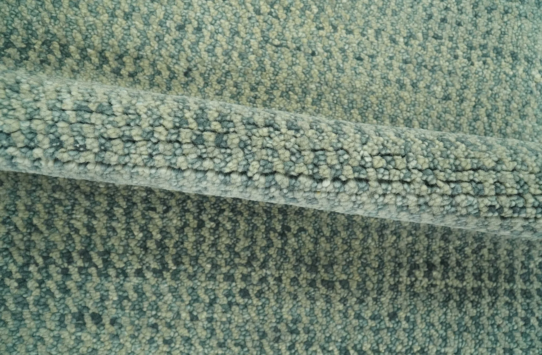 Custom Made Beige and Shades of Blue Stripes Design Contemporary wool area Rug - Image 4