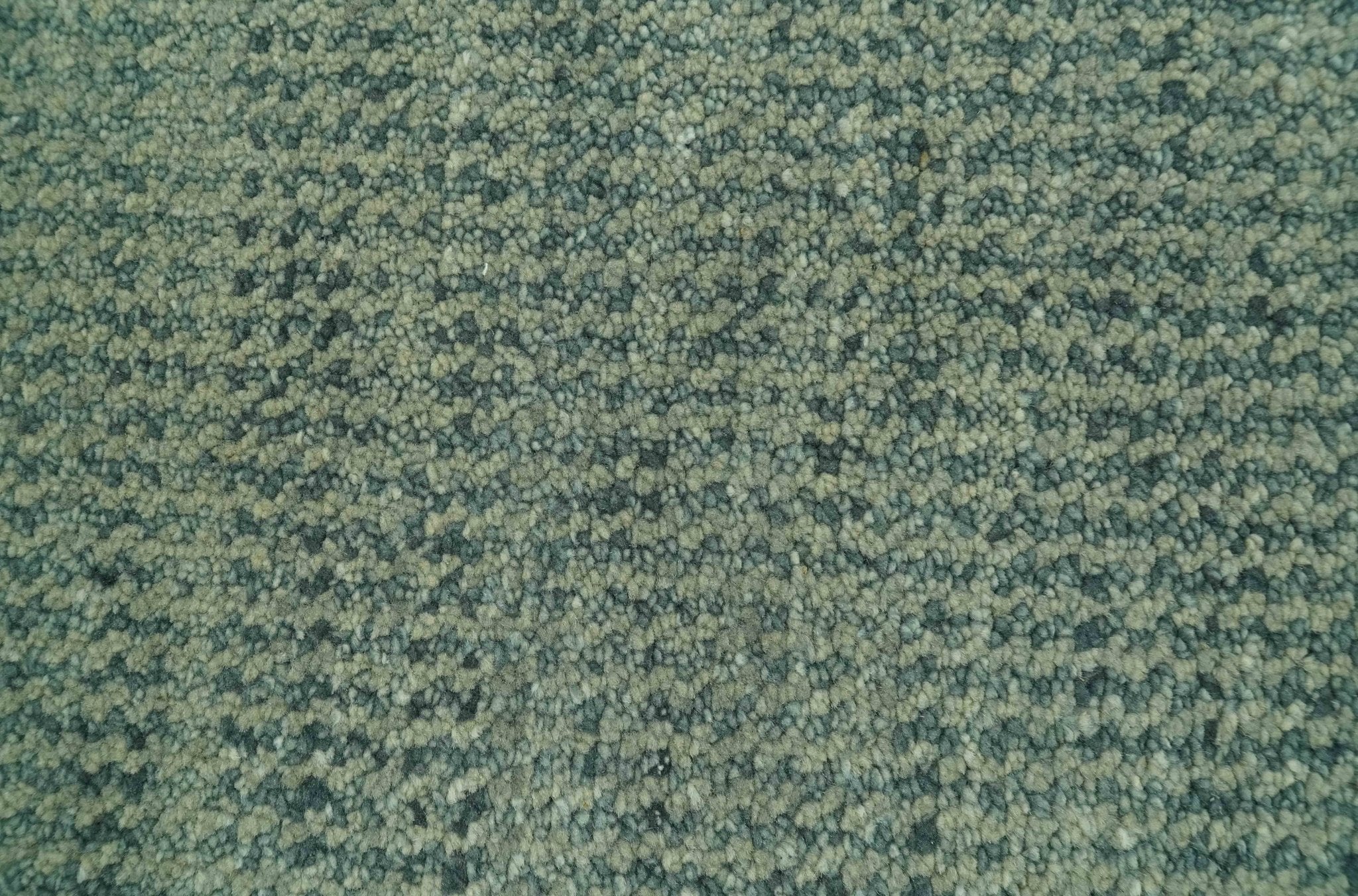 Custom Made Beige and Shades of Blue Stripes Design Contemporary wool area Rug - Image 6