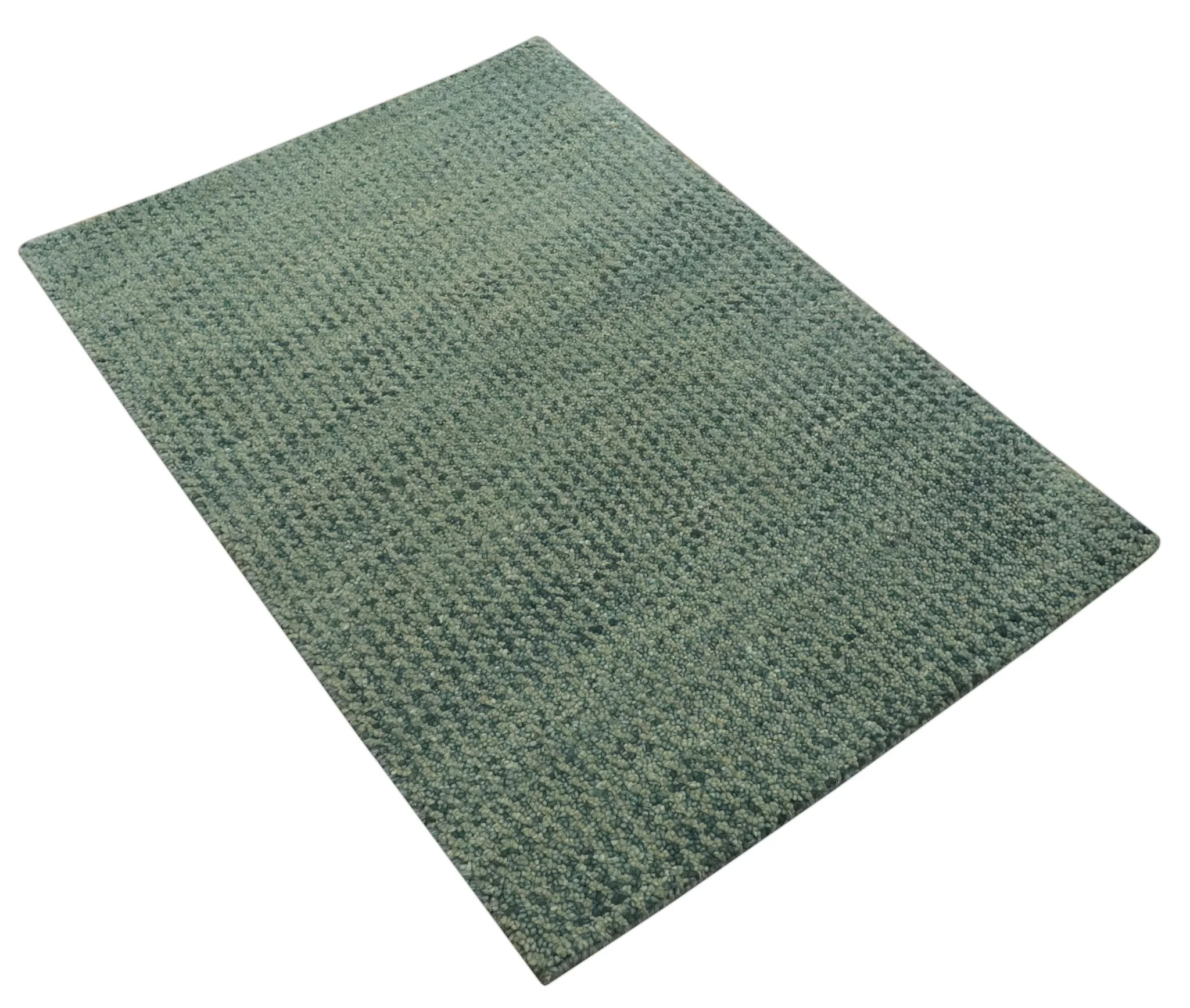 Custom Made Beige and Shades of Blue Stripes Design Contemporary wool area Rug - Image 7