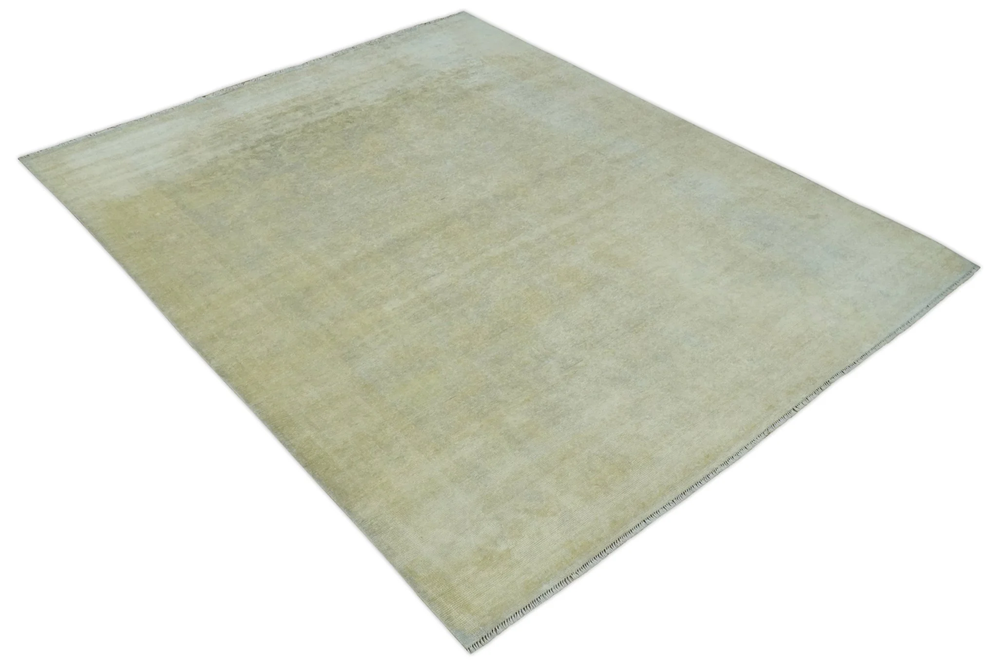 Beige and Silver Traditional Hand Knotted 8x10 Wool Oushak Area Rug - Image 10