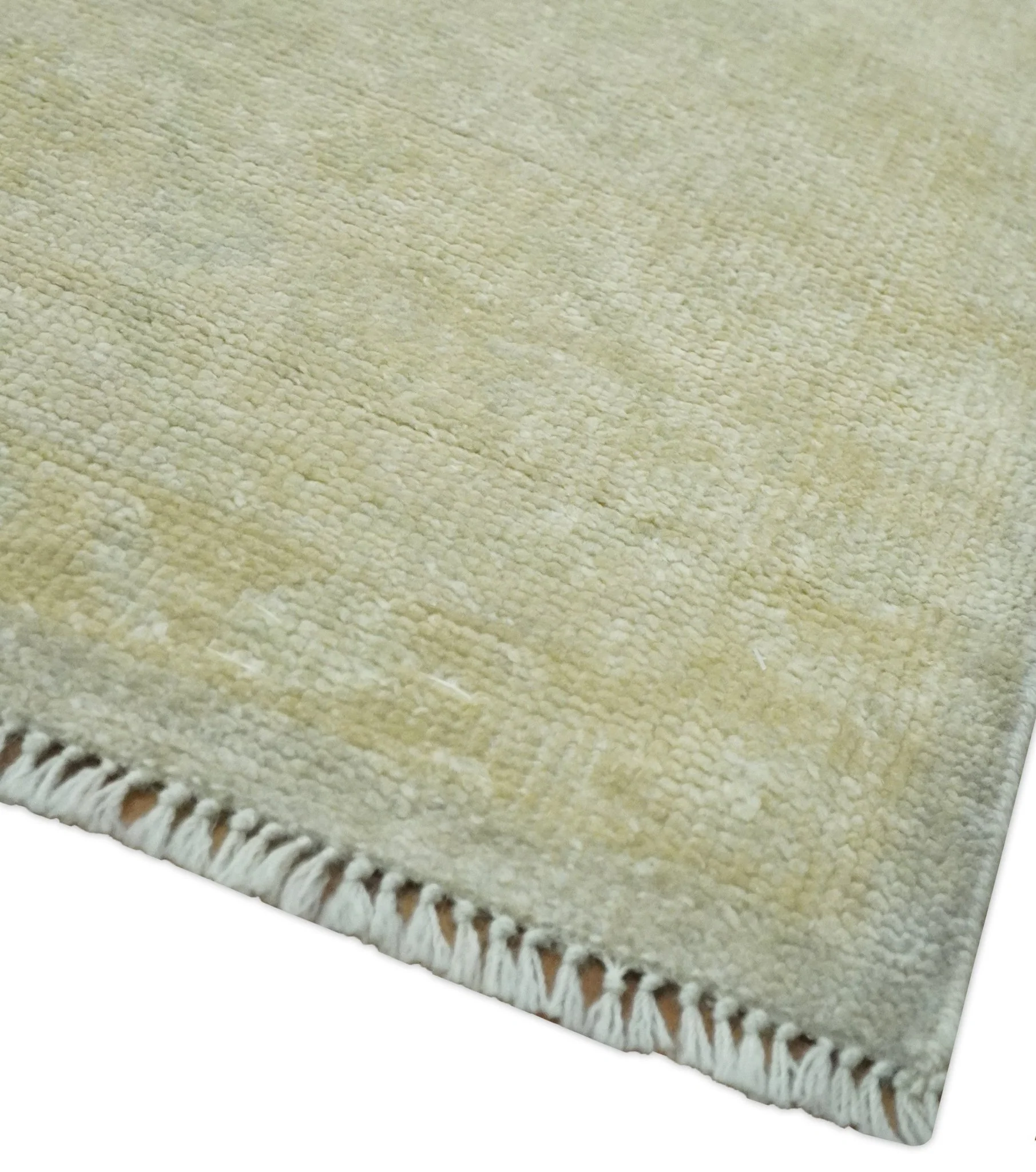 Beige and Silver Traditional Hand Knotted 8x10 Wool Oushak Area Rug - Image 5