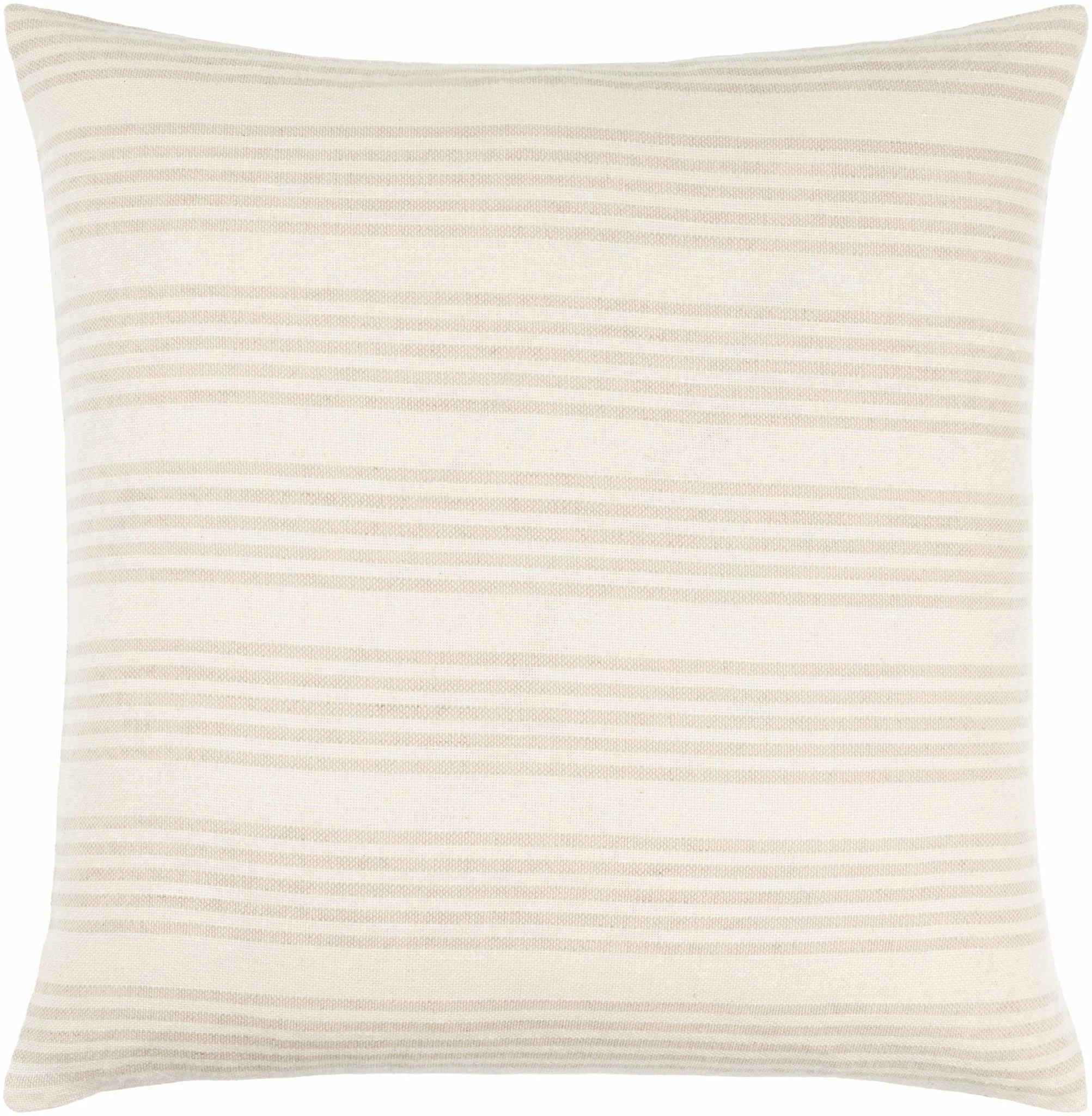Beige and Tan Modern Stripes Design Square Throw Pillow - Image 2