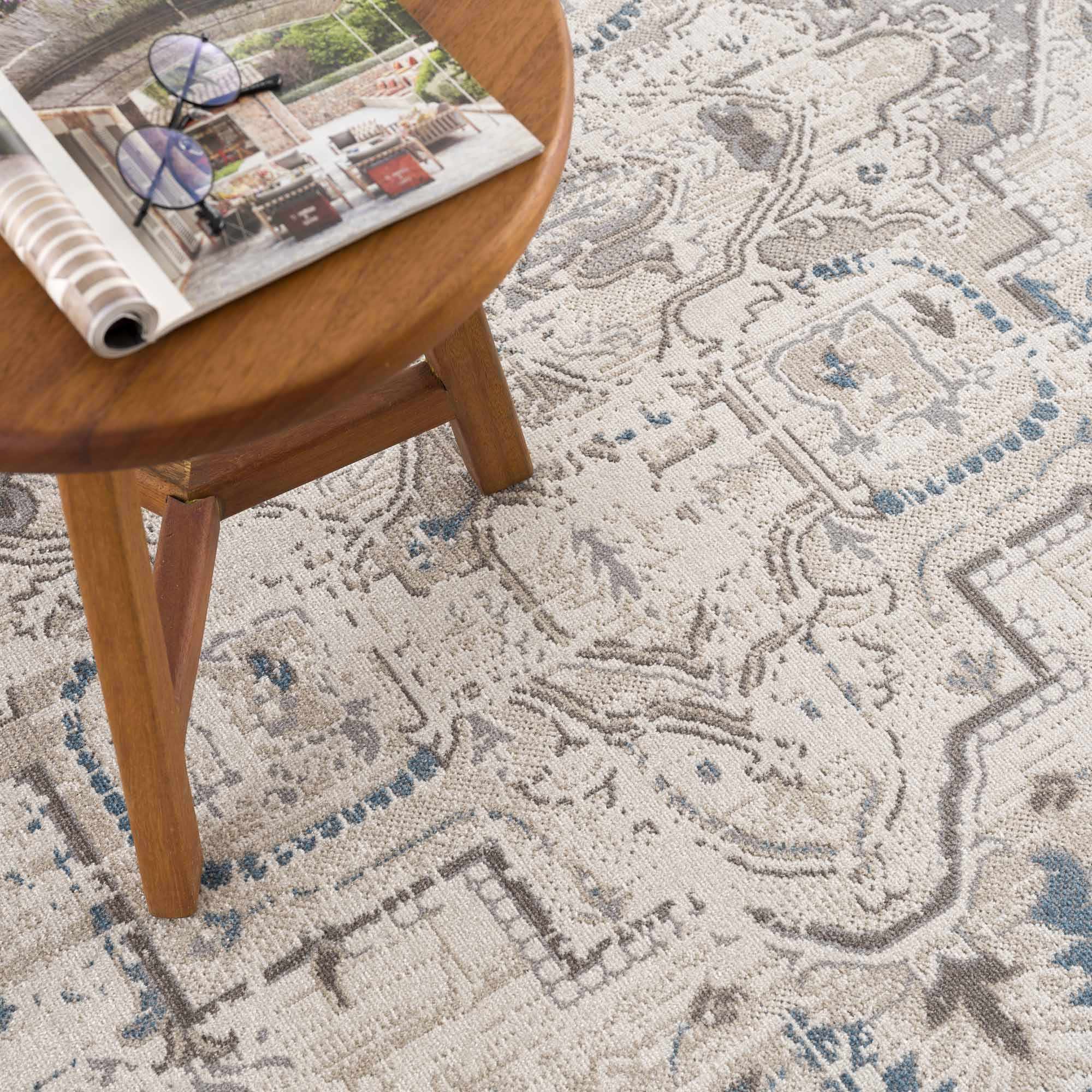 Beige and Taupe Traditional Medallion washable area rug - Image 10