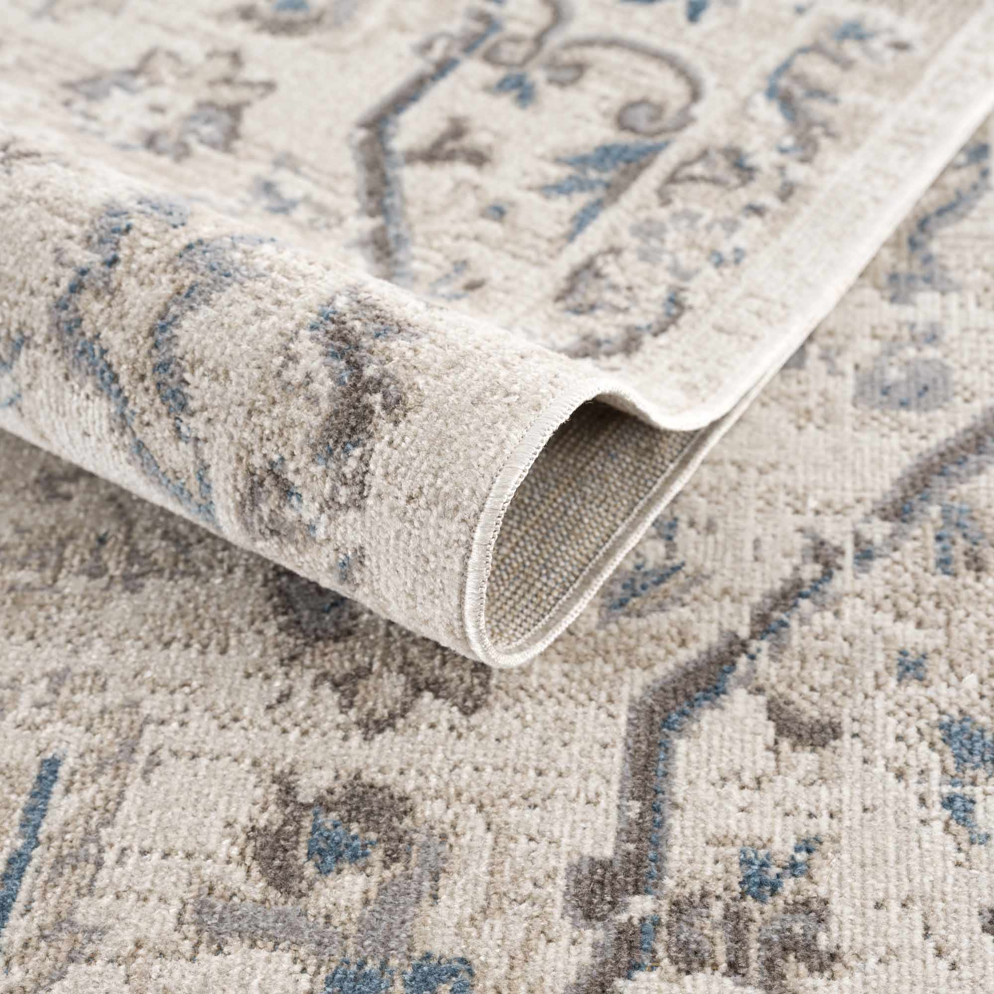 Beige and Taupe Traditional Medallion washable area rug - Image 5