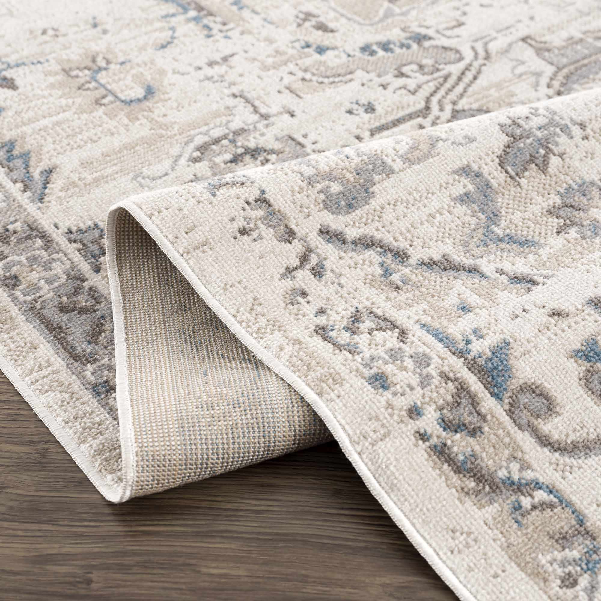 Beige and Taupe Traditional Medallion washable area rug - Image 6