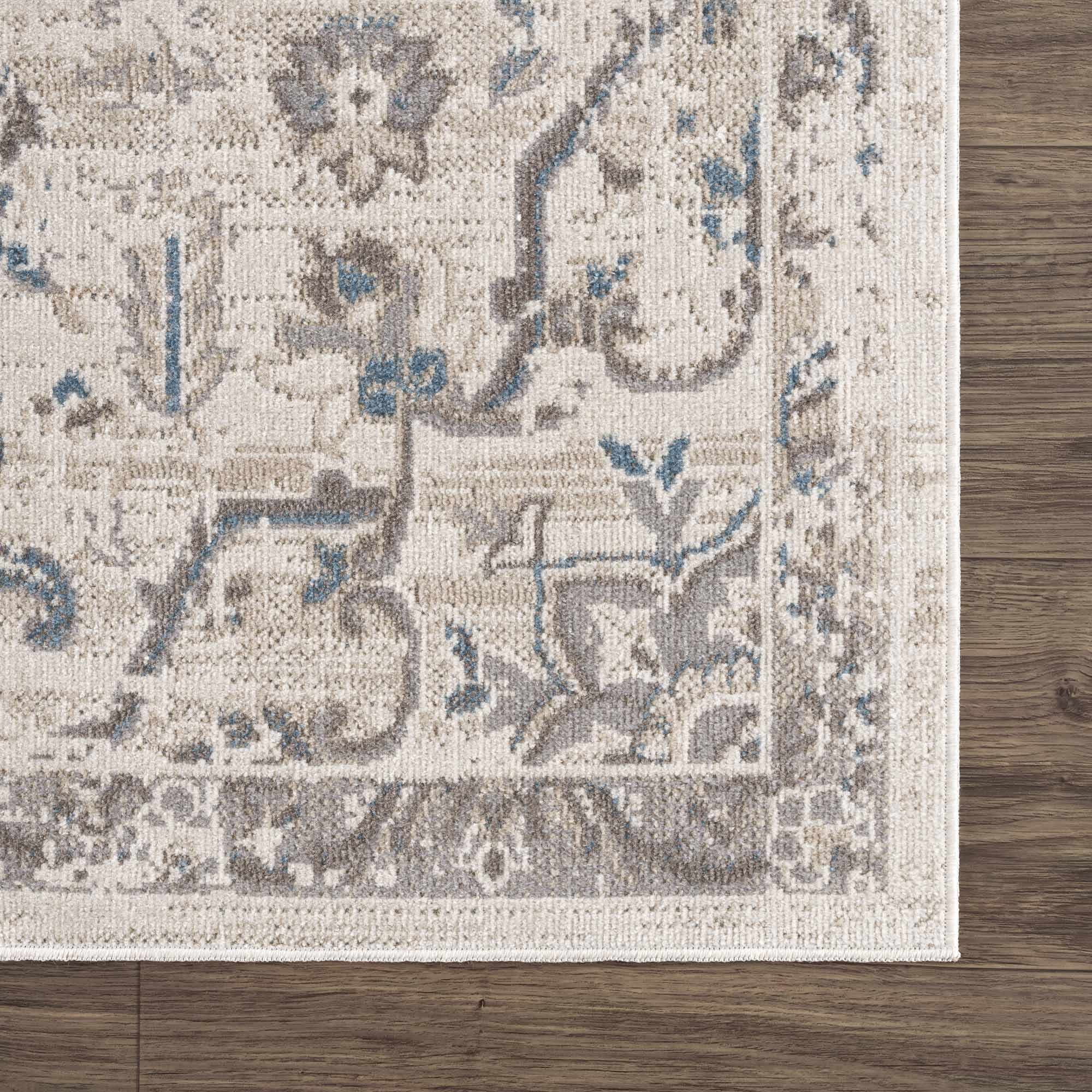 Beige and Taupe Traditional Medallion washable area rug - Image 7