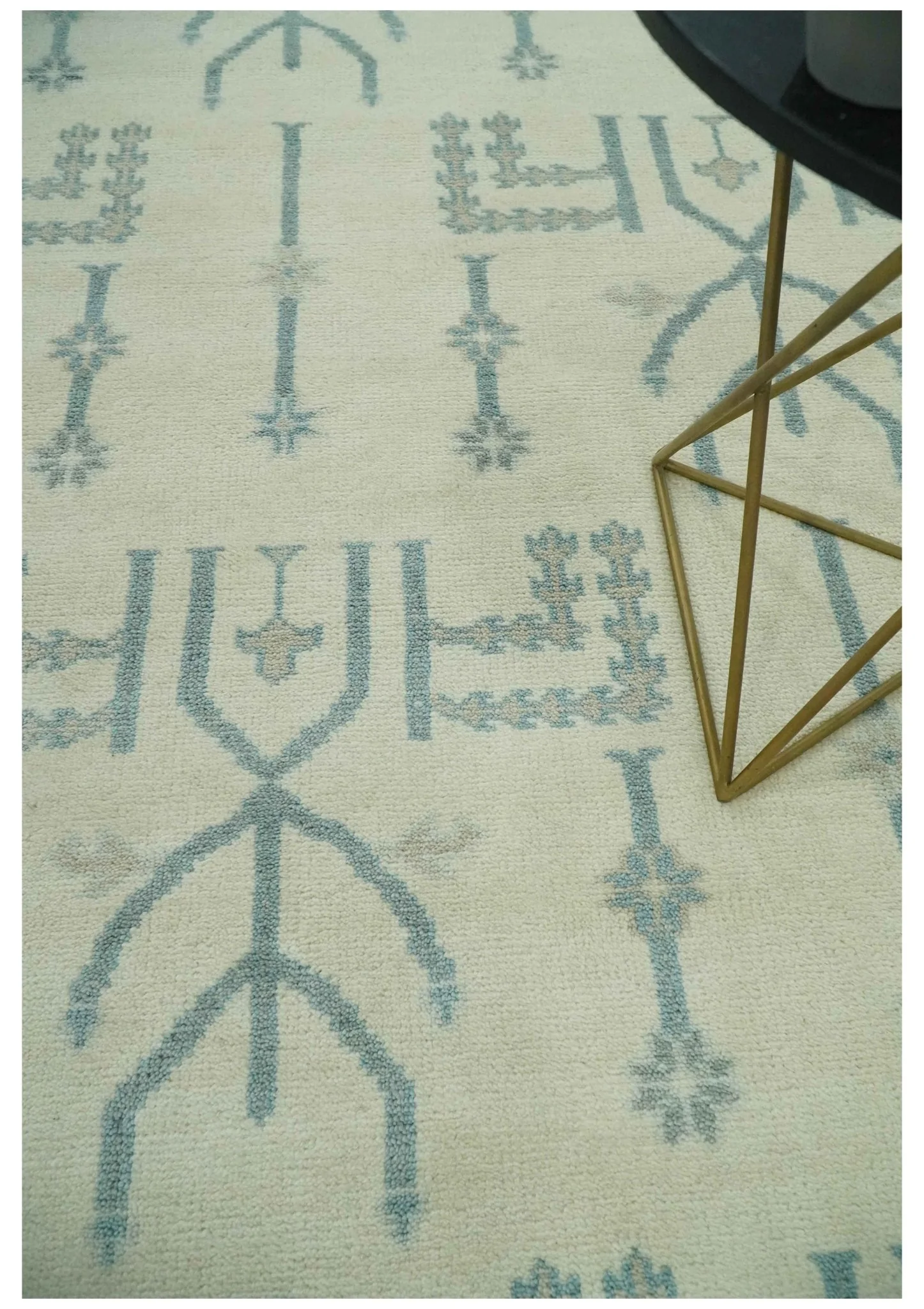 Antique Style Tree of life Beige and Teal Traditional Hand Knotted Custom Made wool Area Rug - Image 3