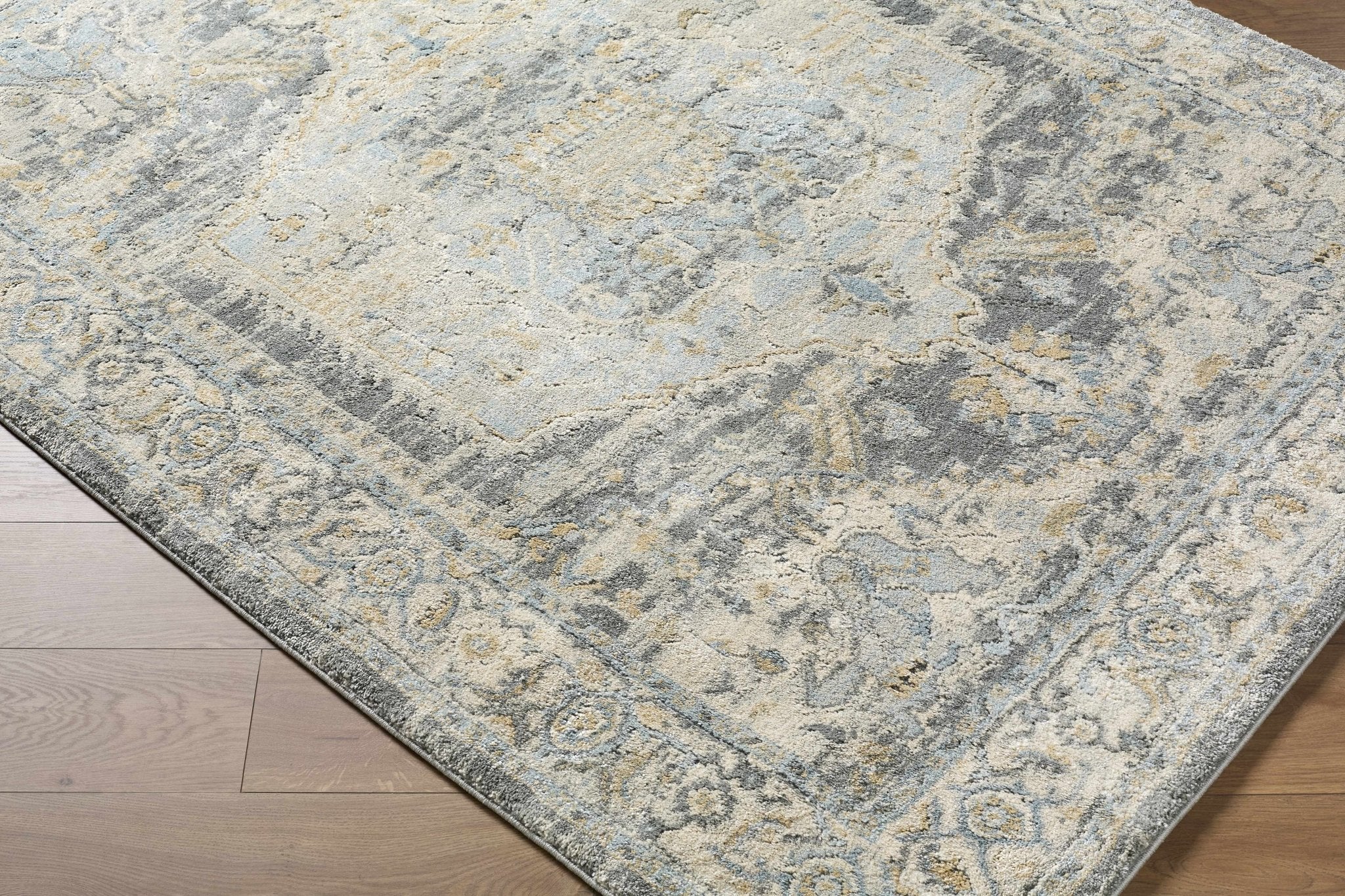 Beige And Yellow Traditional Style Machine Woven Rug - Image 5