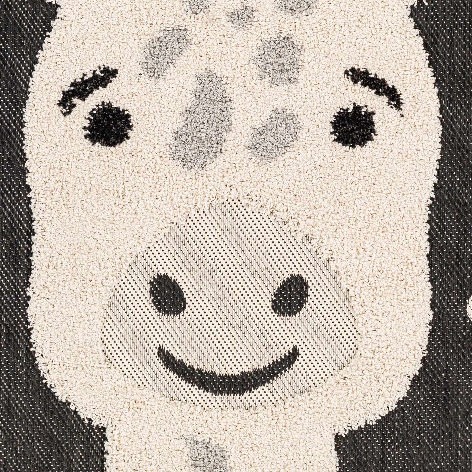 Beige, Black and Gray Kids Giraffe high low Texture Round Outdoor safe Area Rug - Image 3