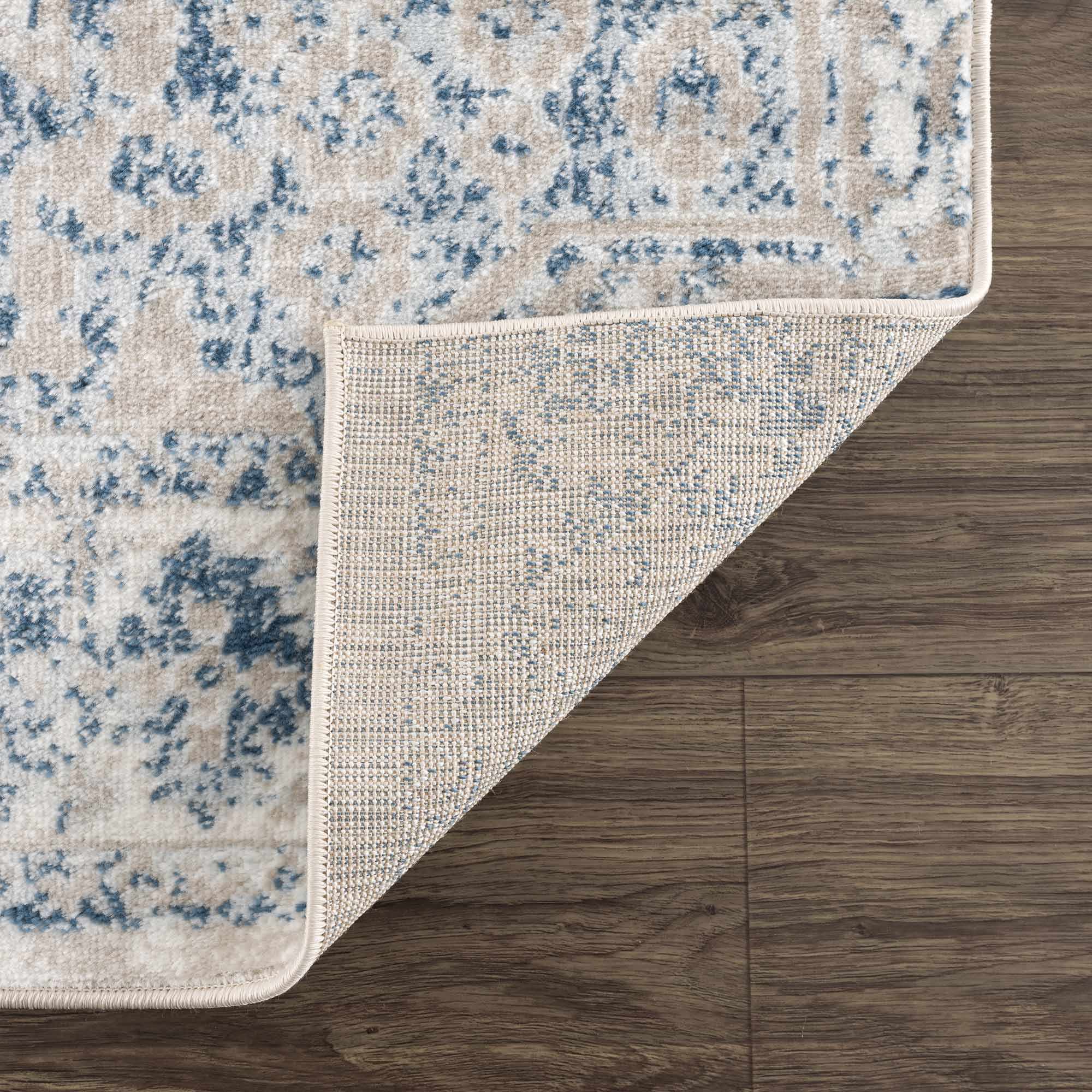 Antique look Beige, Blue and Ivory Traditional Heriz Design Medallion Turkish Area Rug - Image 5