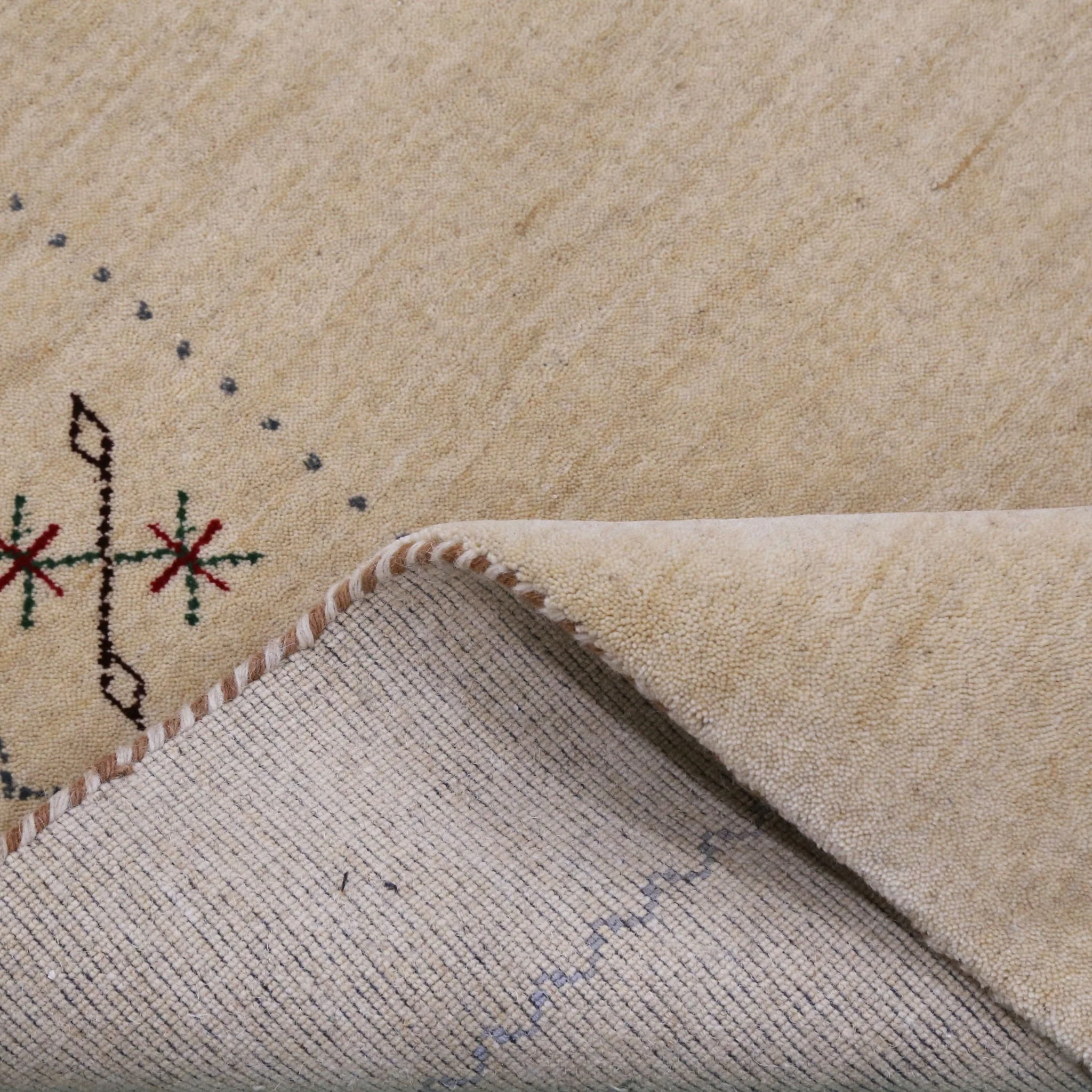 Beige Border Design Hand Loomed Wool Area Rug - Image 3