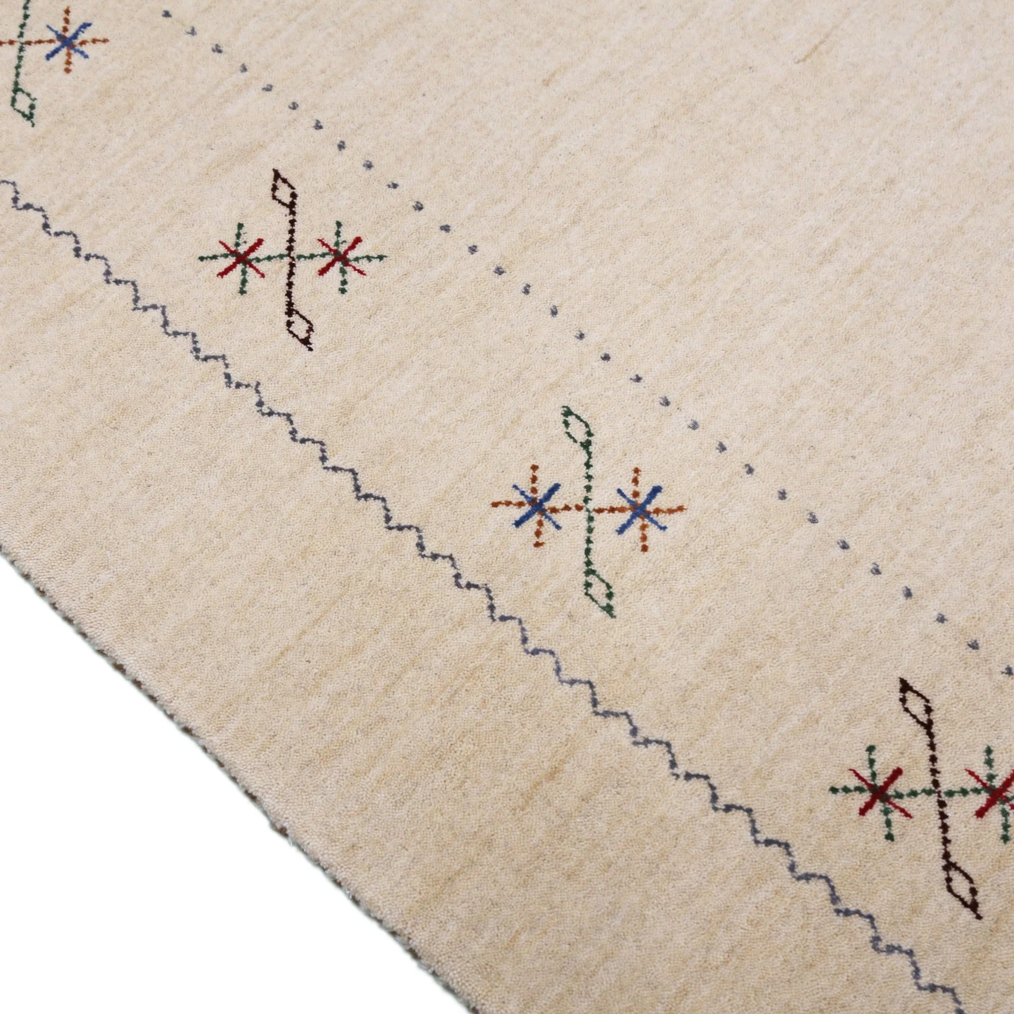 Beige Border Design Hand Loomed Wool Area Rug - Image 4