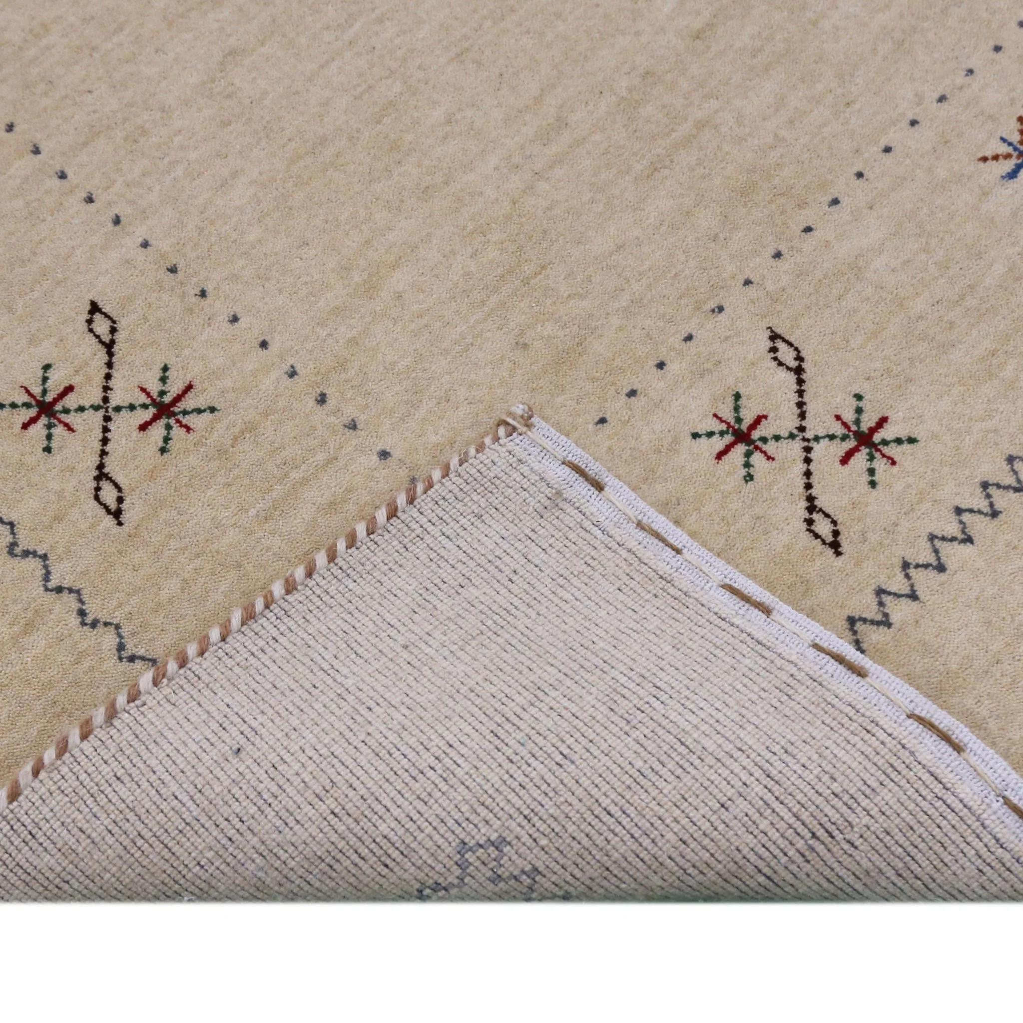 Beige Border Design Hand Loomed Wool Area Rug - Image 5