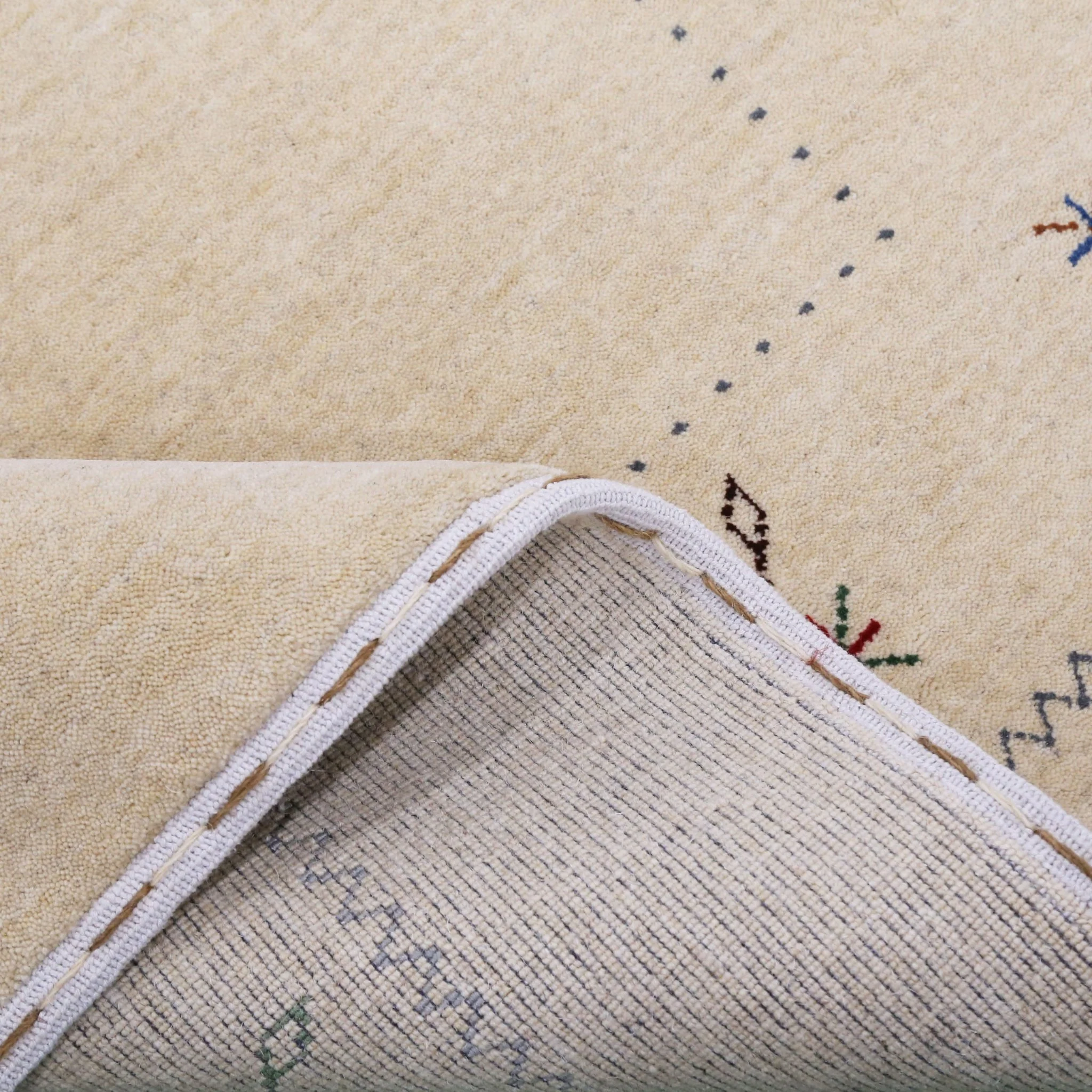 Beige Border Design Hand Loomed Wool Area Rug - Image 8