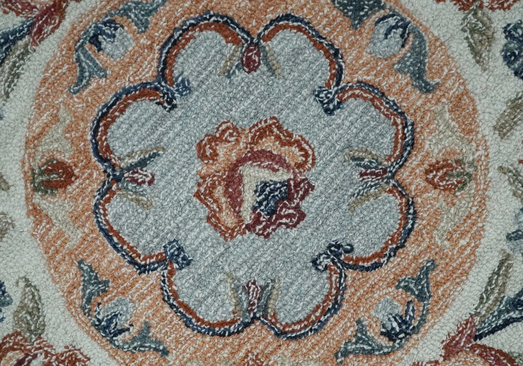 French Inspired Aubusson design Custom Made Beige, Brown and Blue Hand Tufted wool Area Rug - Image 4
